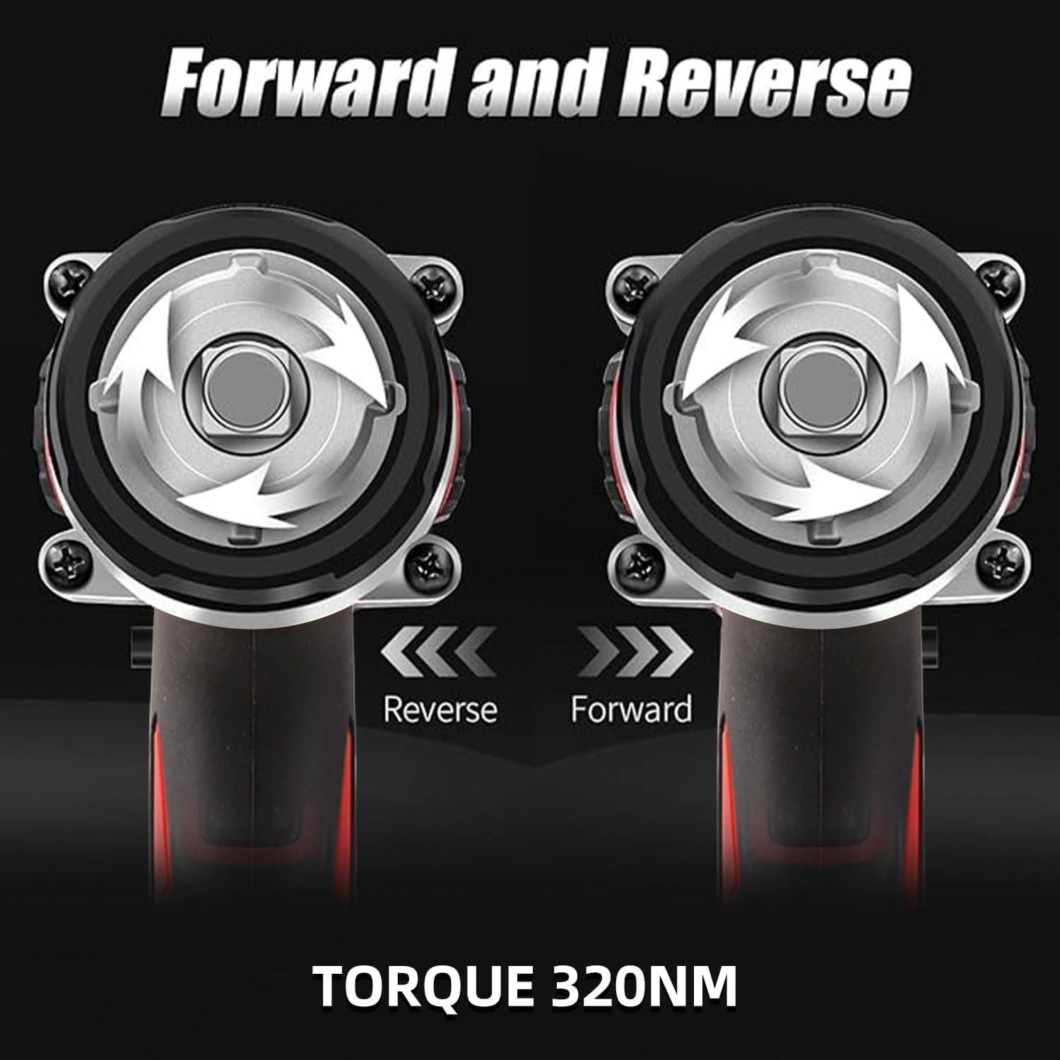 Llave de impacto inalámbrica DogChrymion 20V 320Nm con 2 baterías