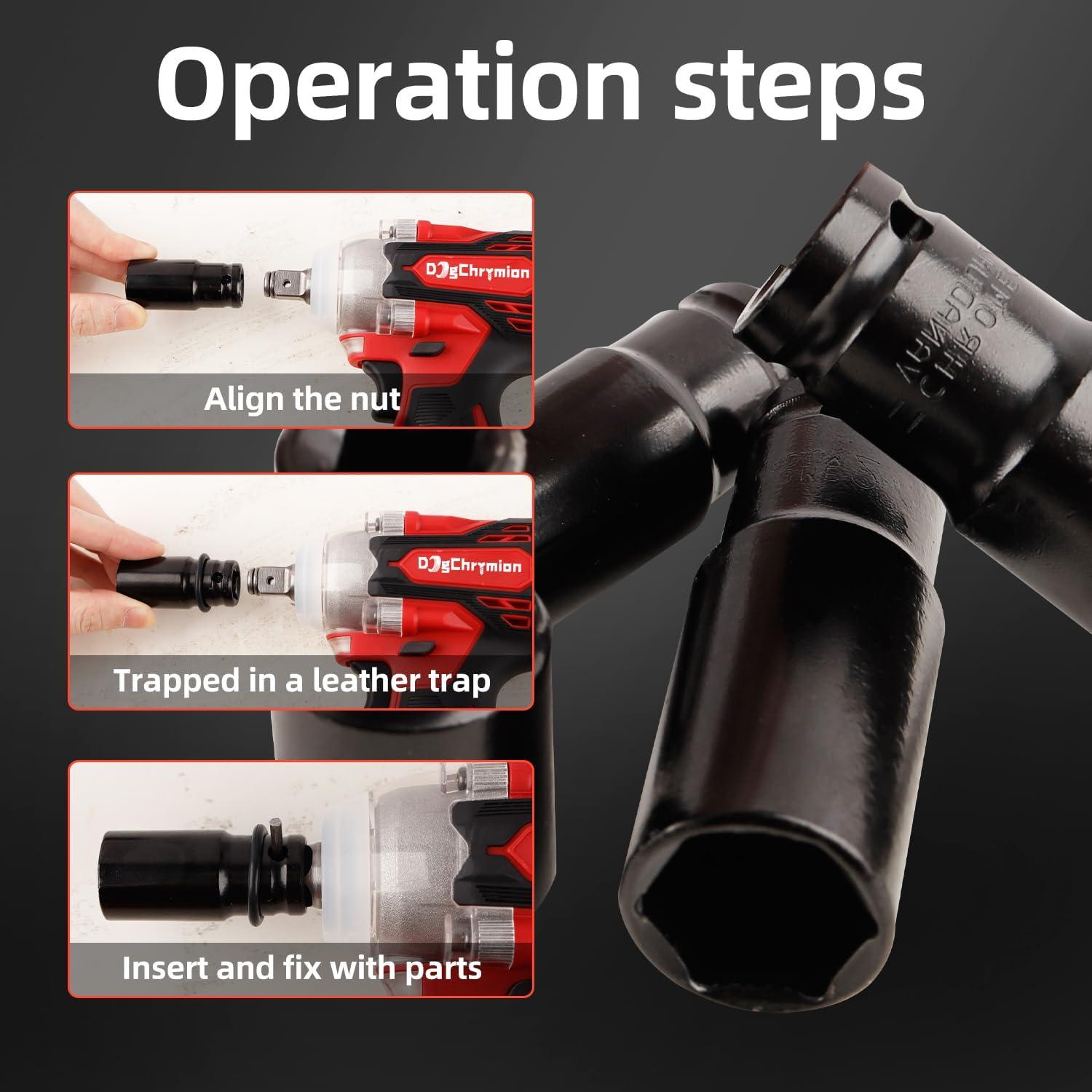 Llave de impacto inalámbrica DogChrymion 20V 320Nm con 2 baterías