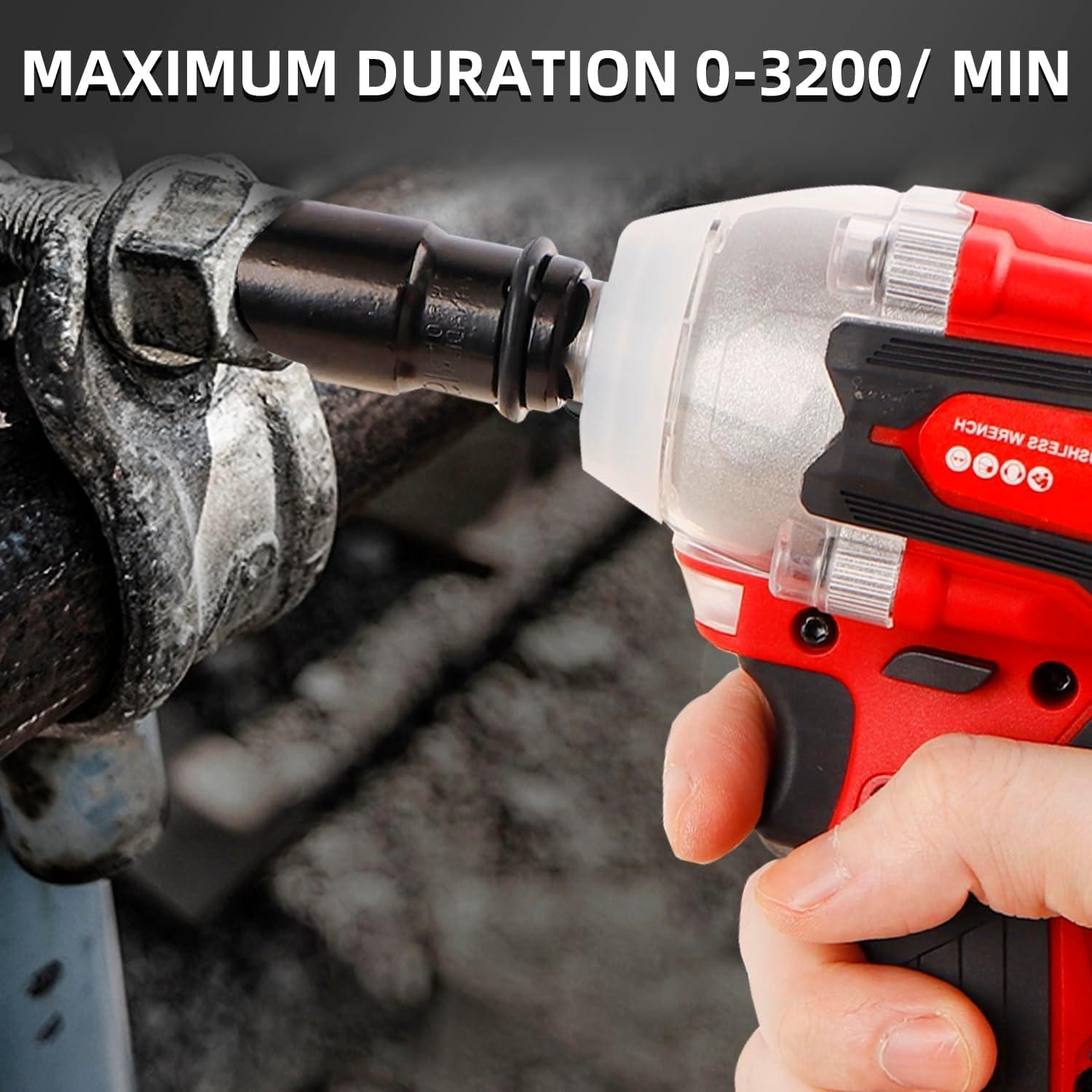 Llave de impacto inalámbrica DogChrymion 20V 320Nm con 2 baterías