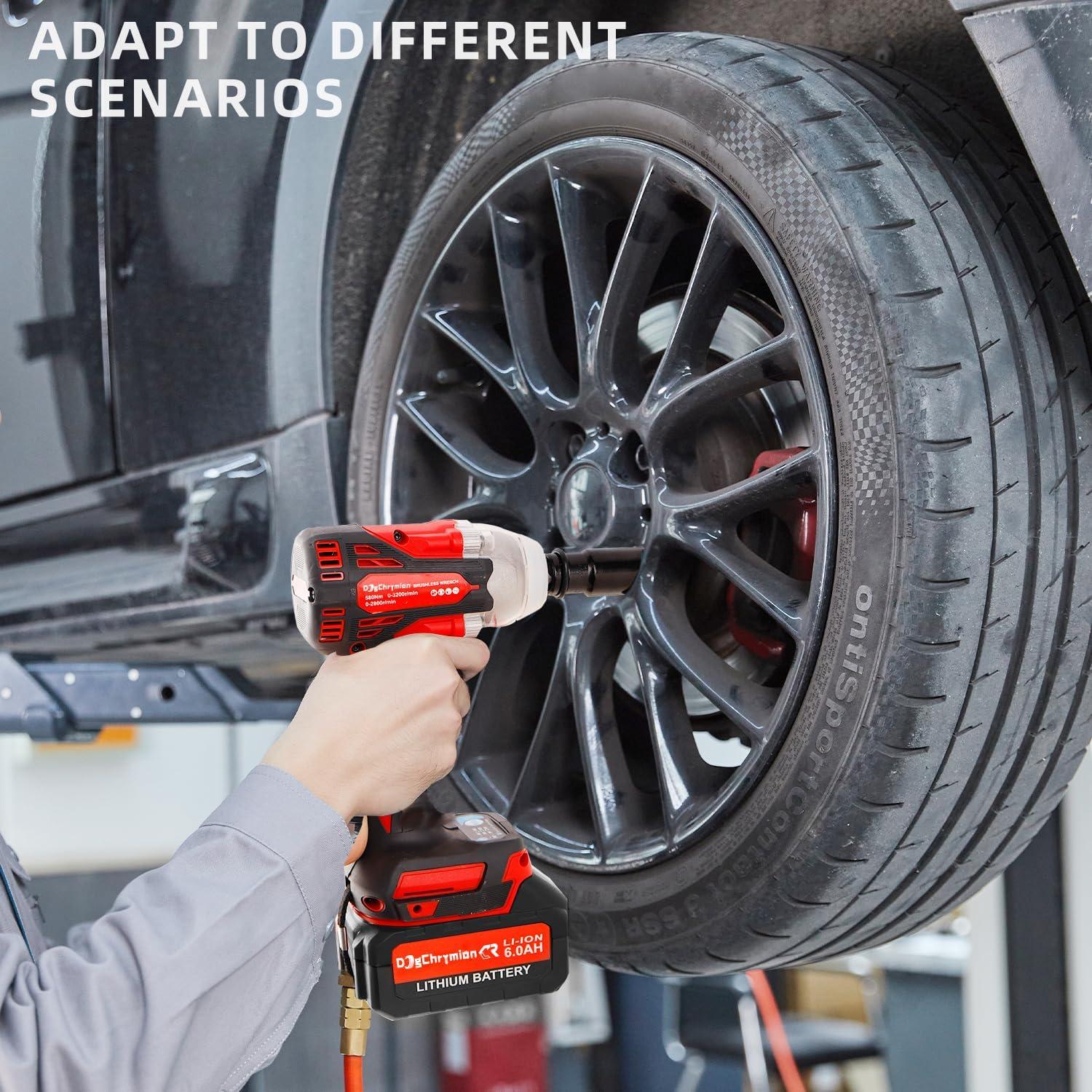 Llave de impacto inalámbrica DogChrymion 20V 320Nm con 2 baterías