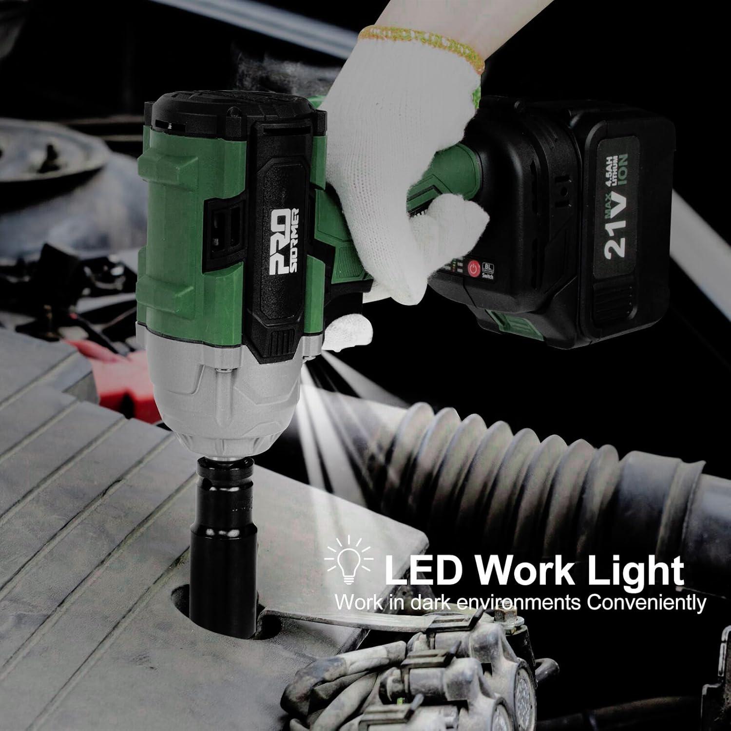 Llave de Impacto Inalámbrica Prostormer 800Nm 21V 2 Baterías