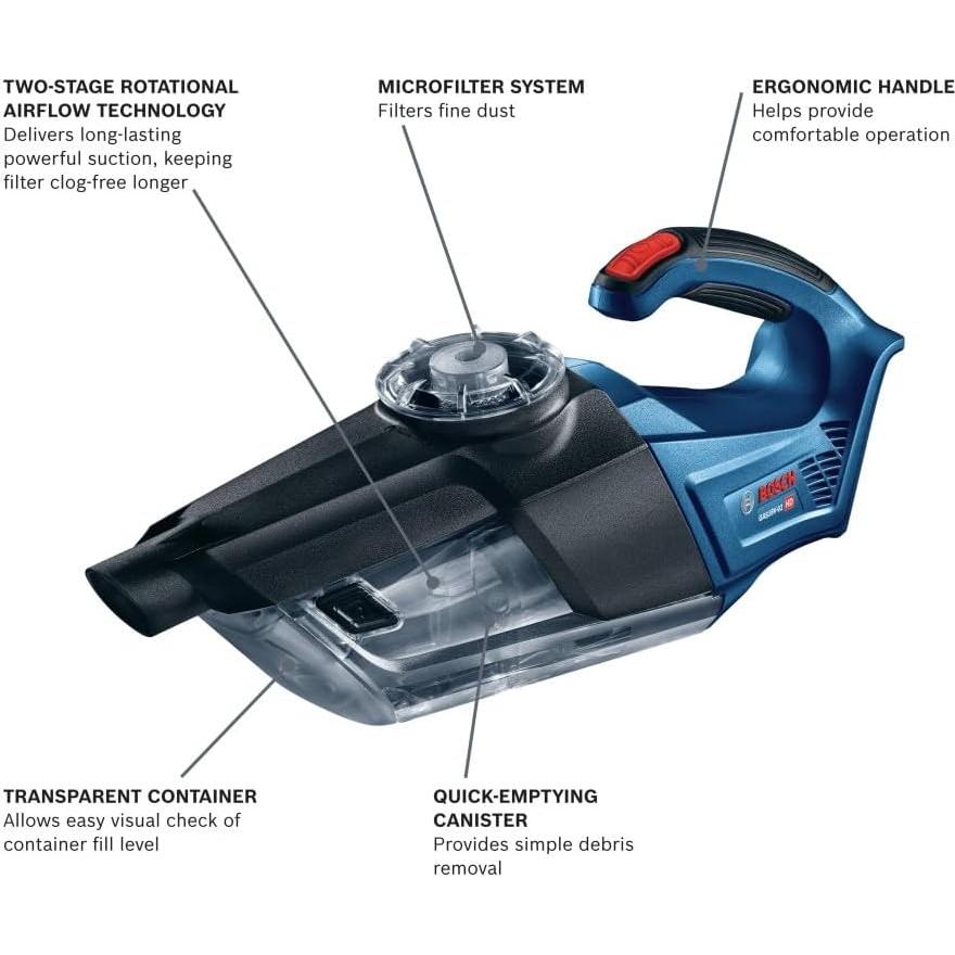Aspiradora de Mano Bosch GAS18V-02N 18V Sin Batería