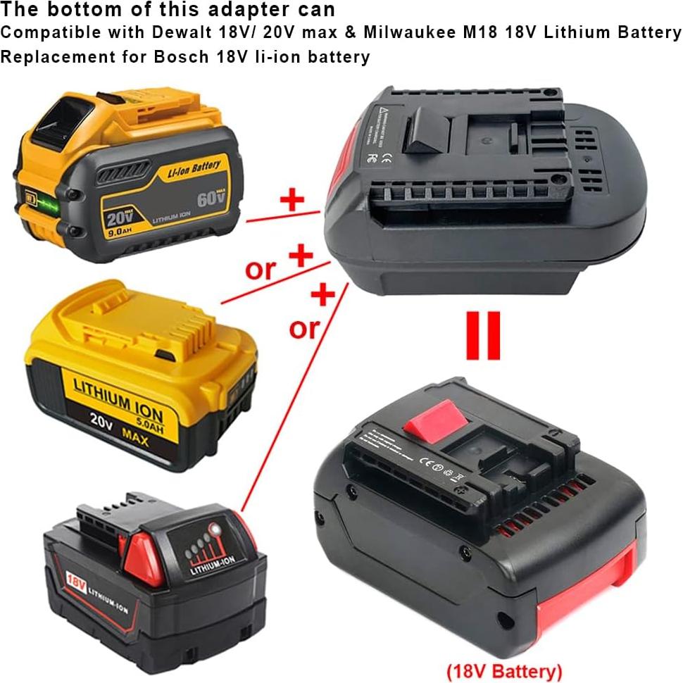 Adaptador de Batería Bosch 18V Compatible Dewalt y Milwaukee