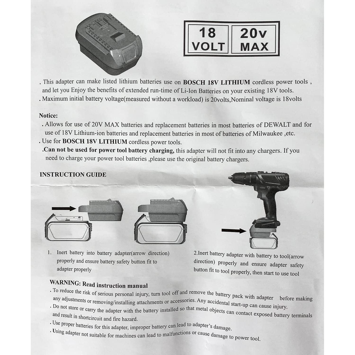 Adaptador de Batería Bosch 18V Compatible Dewalt y Milwaukee