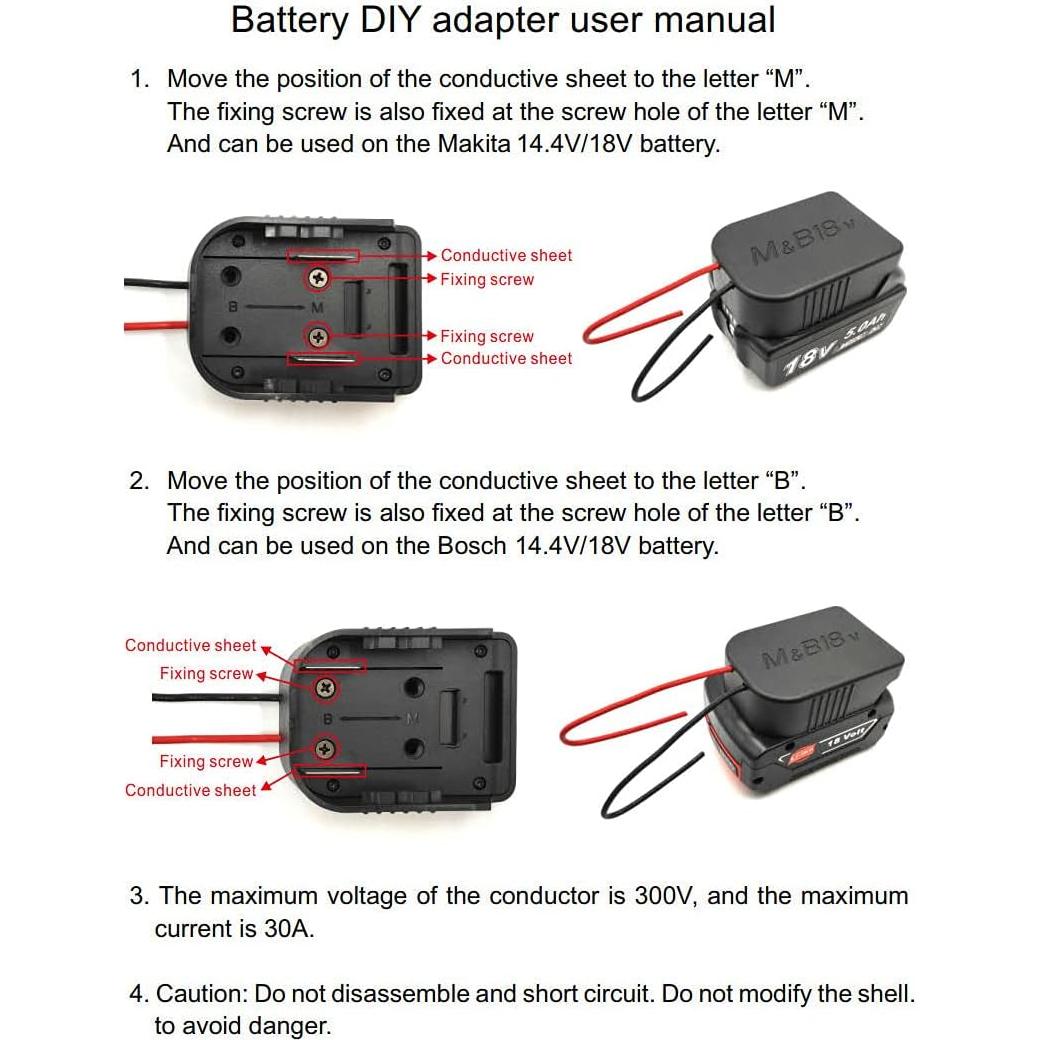 Adaptador Power Wheels QINIZX 18V para Bosch y Makita