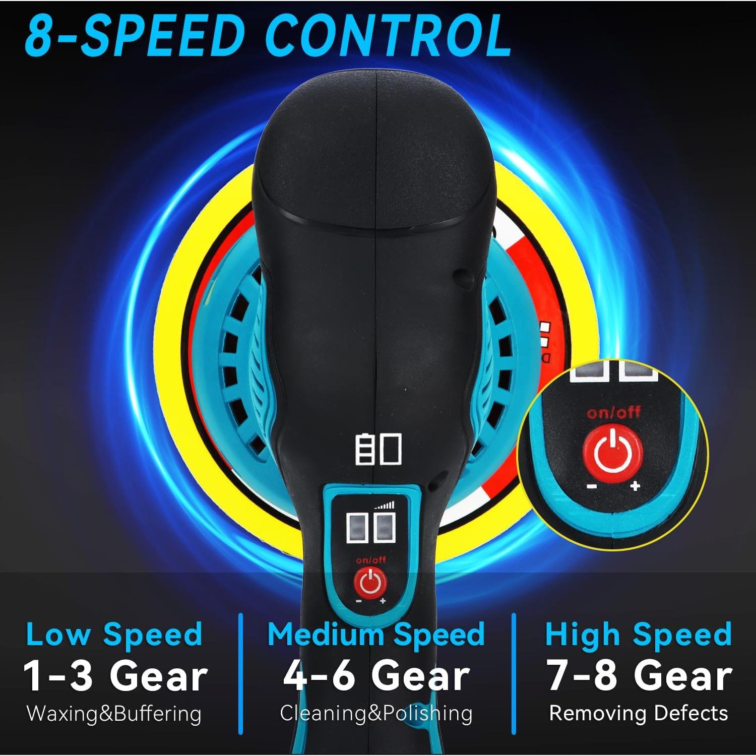 Pulidor Orbital Inalámbrico Alrigon 18V 6" Motor Sin Escobillas