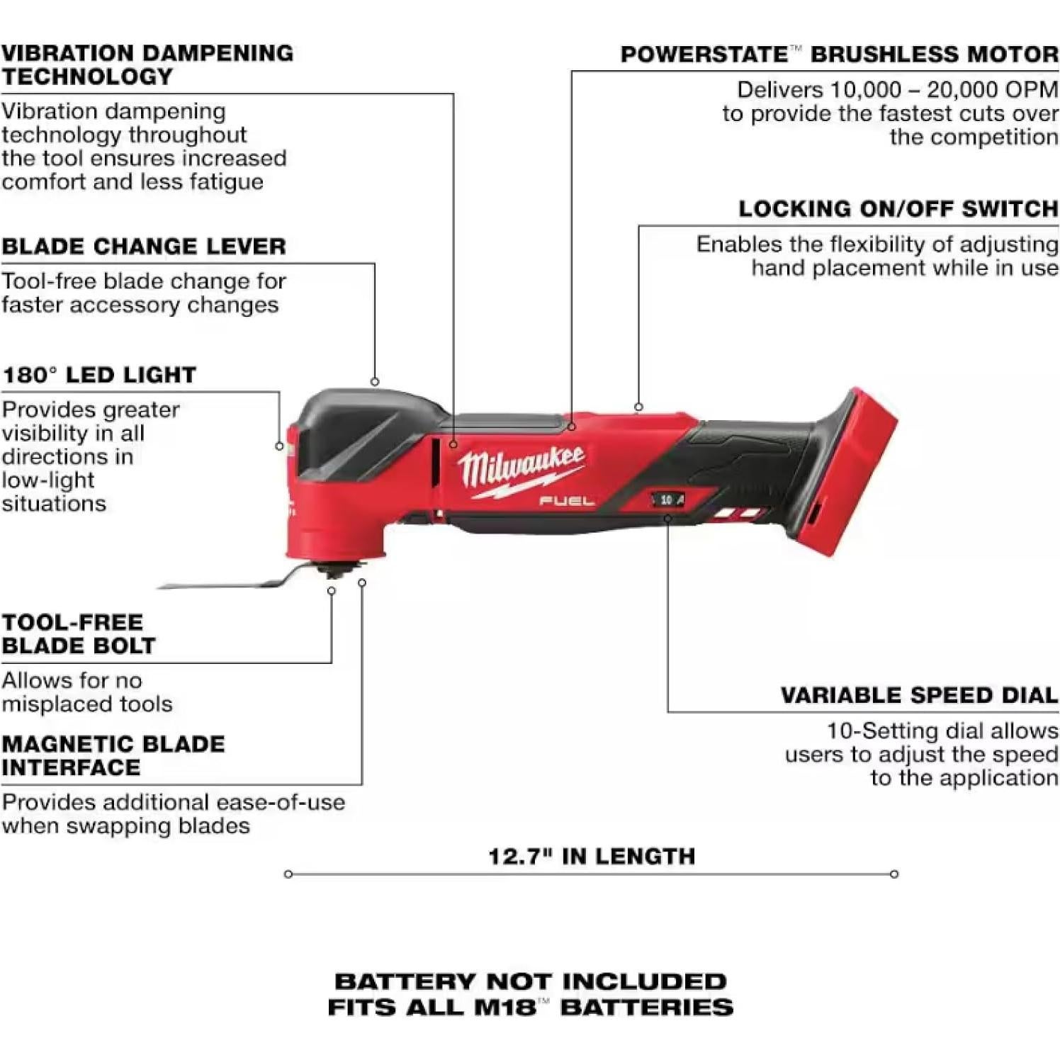 Herramienta Oscilante Inalámbrica Milwaukee M18 FUEL 18V