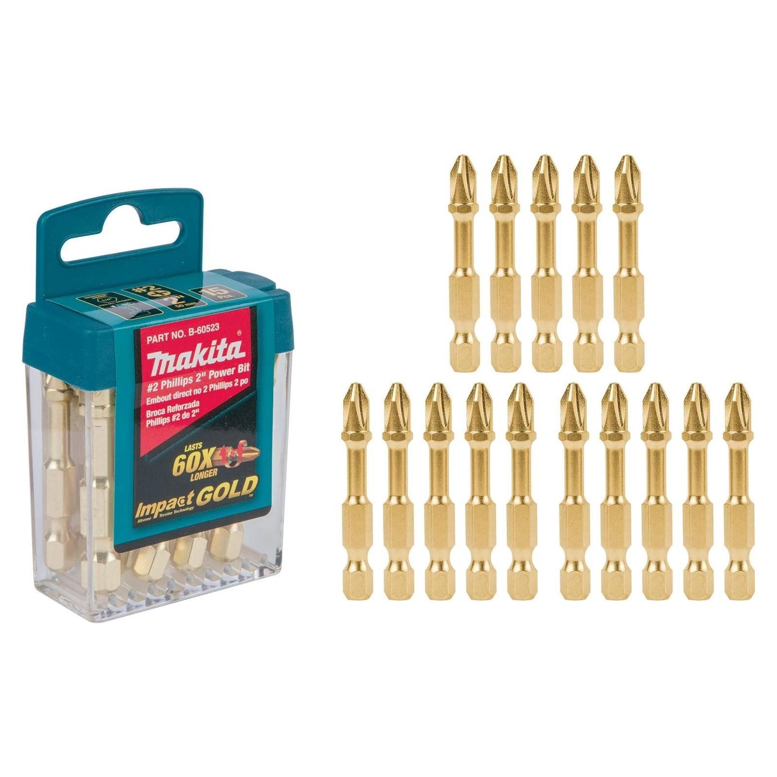 Puntas de Inserción Makita B-60523 Impact Gold #2 Phillips 15 Pzas