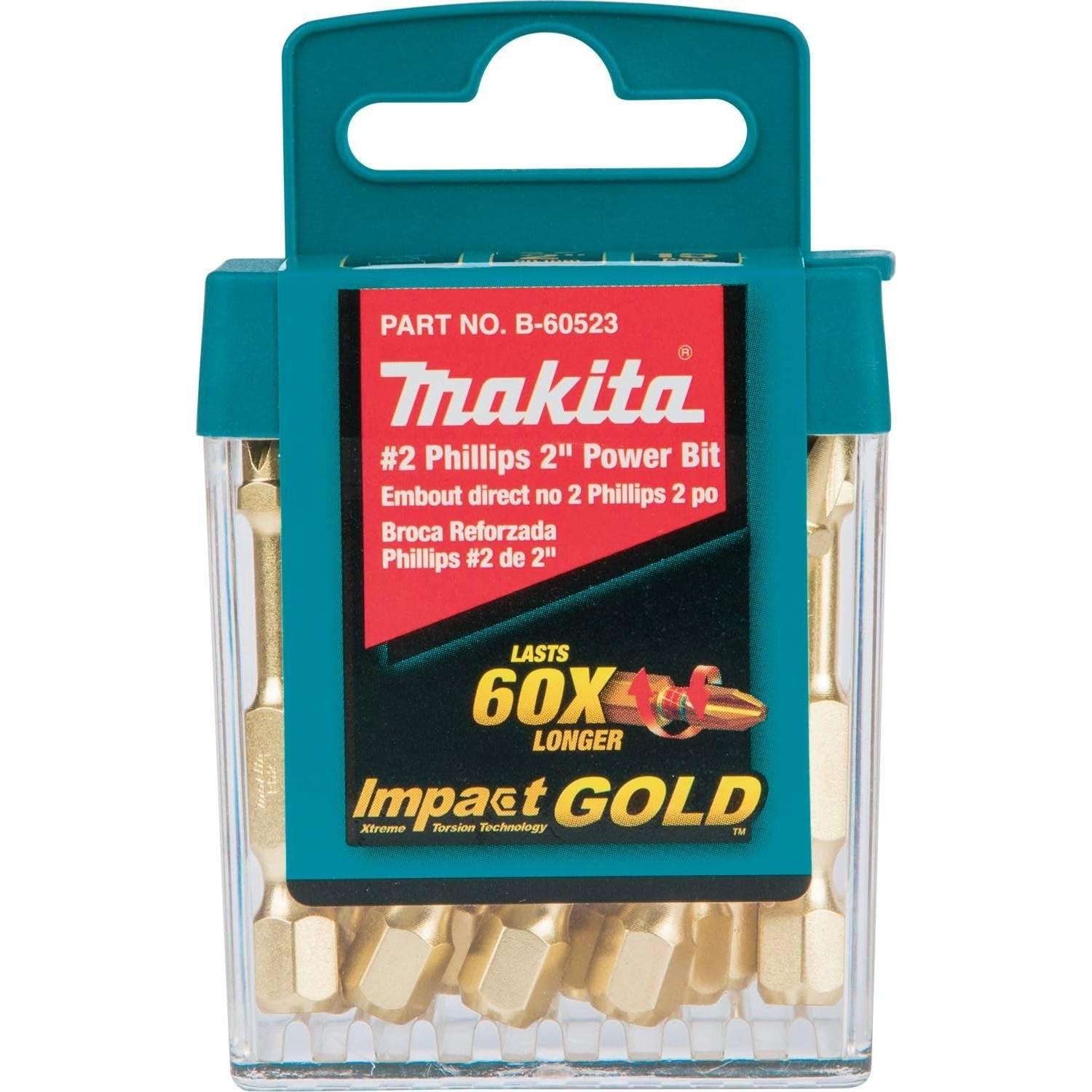 Puntas de Inserción Makita B-60523 Impact Gold #2 Phillips 15 Pzas