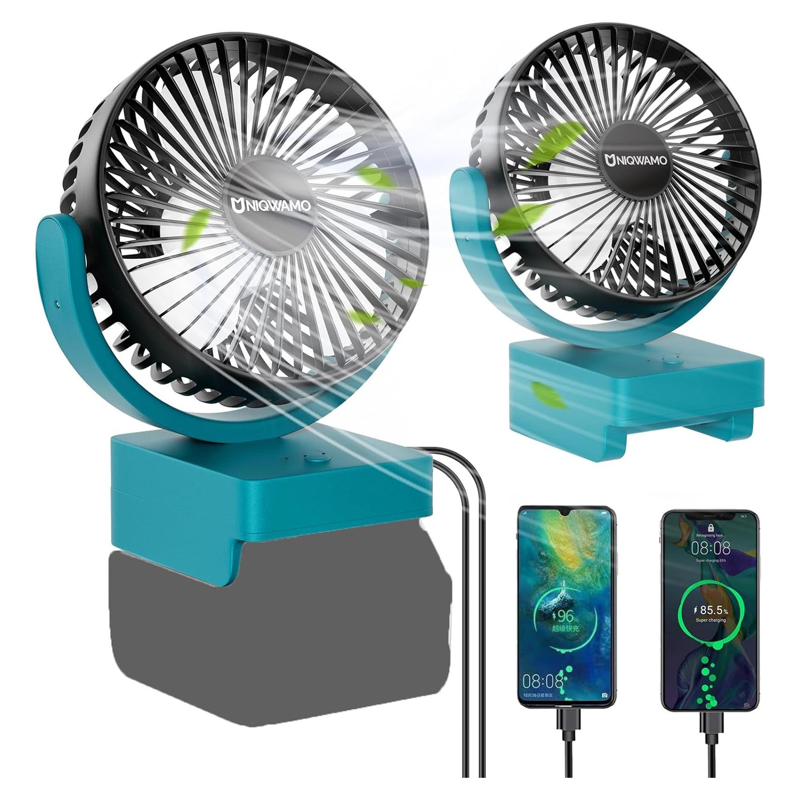 Ventilador Recargable Uniqwamo 3 Velocidades 20W Azul