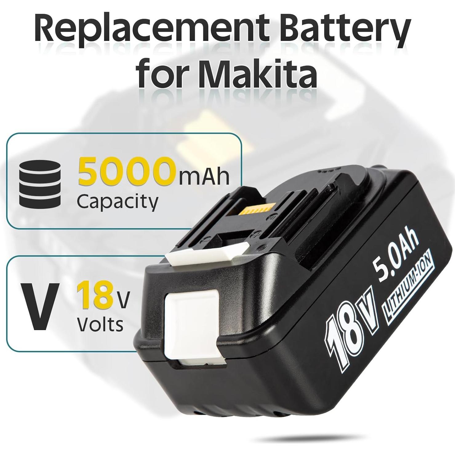 Batería 18V 5.0Ah + Cargador DC18RF Makita Compatible