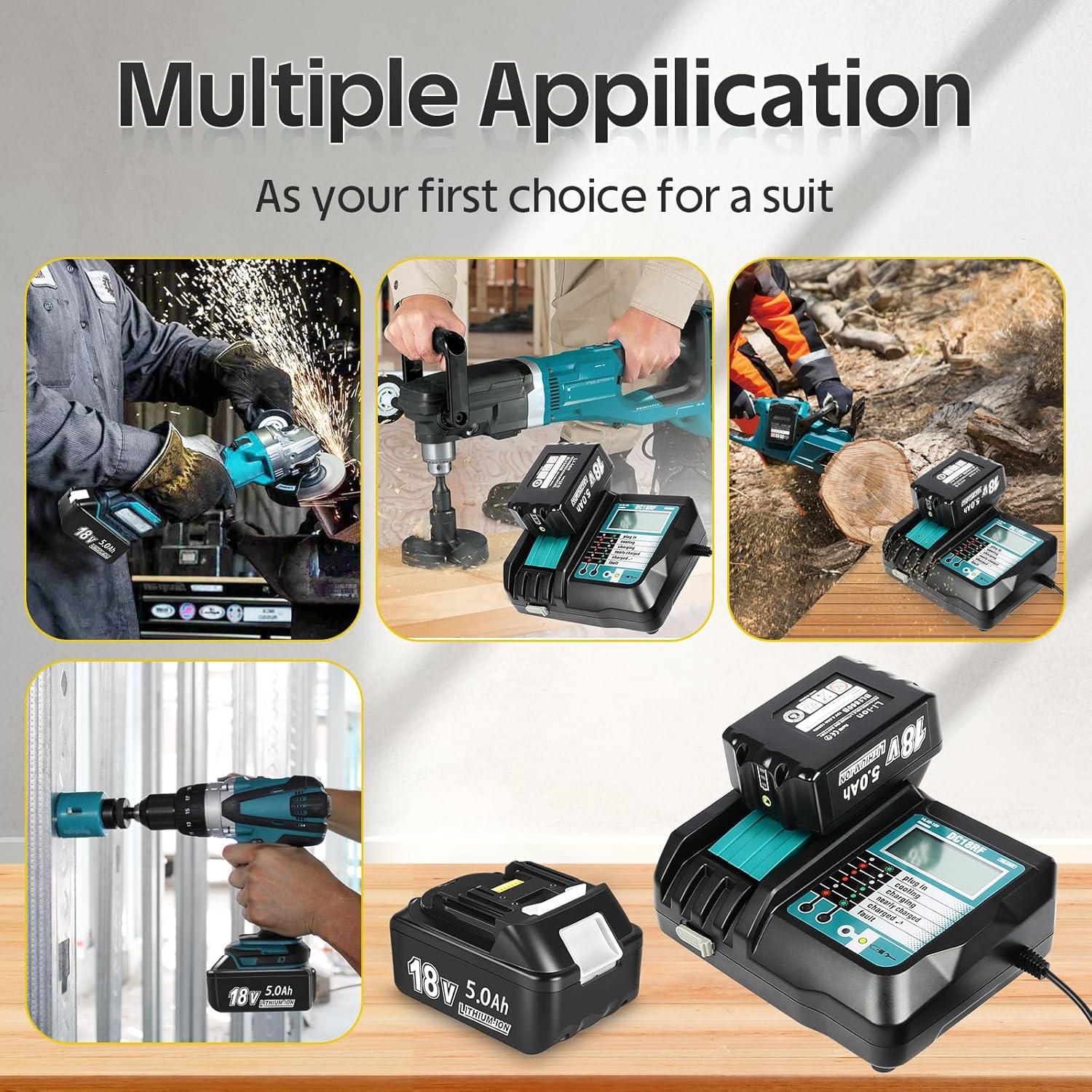 Batería 18V 5.0Ah + Cargador DC18RF Makita Compatible