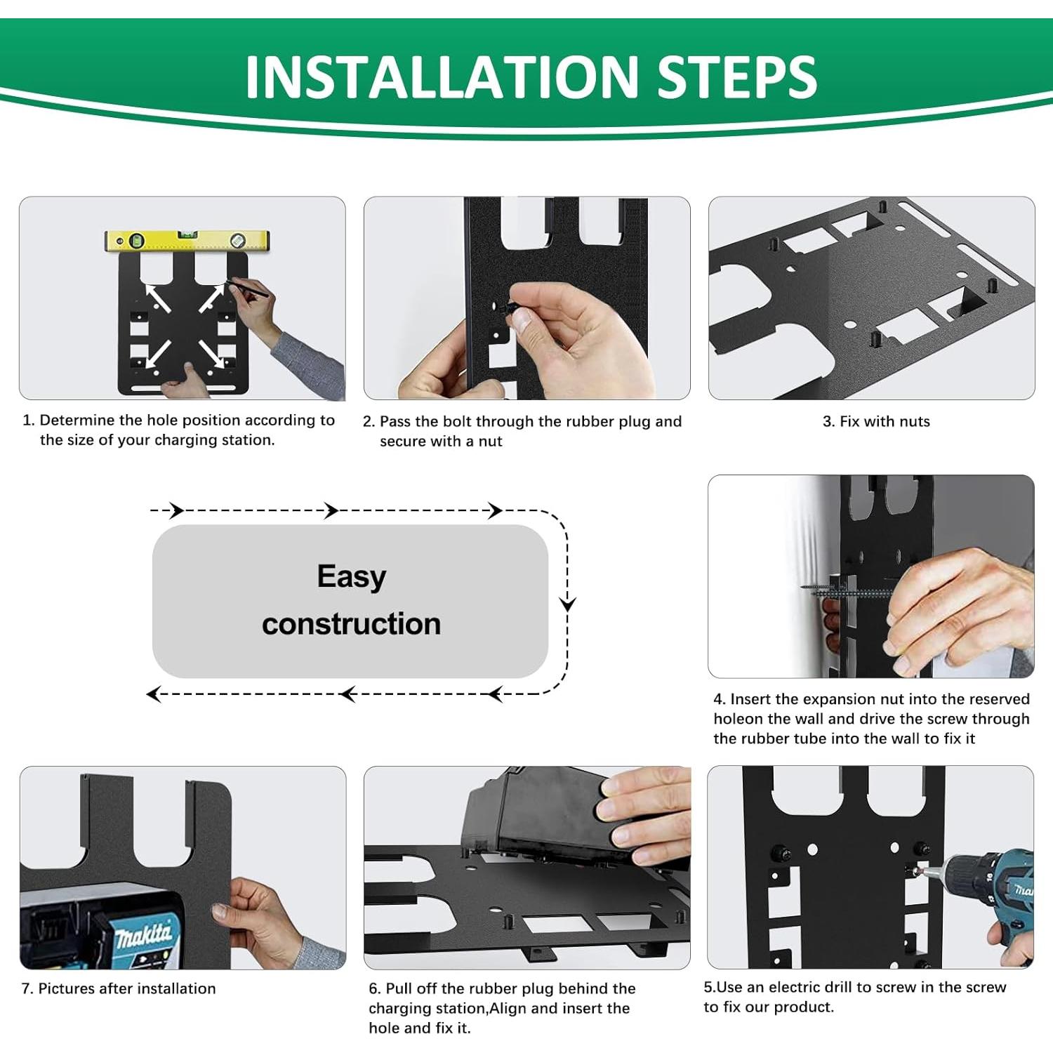 Soporte de Pared Riuog para Baterías y Cargador Makita