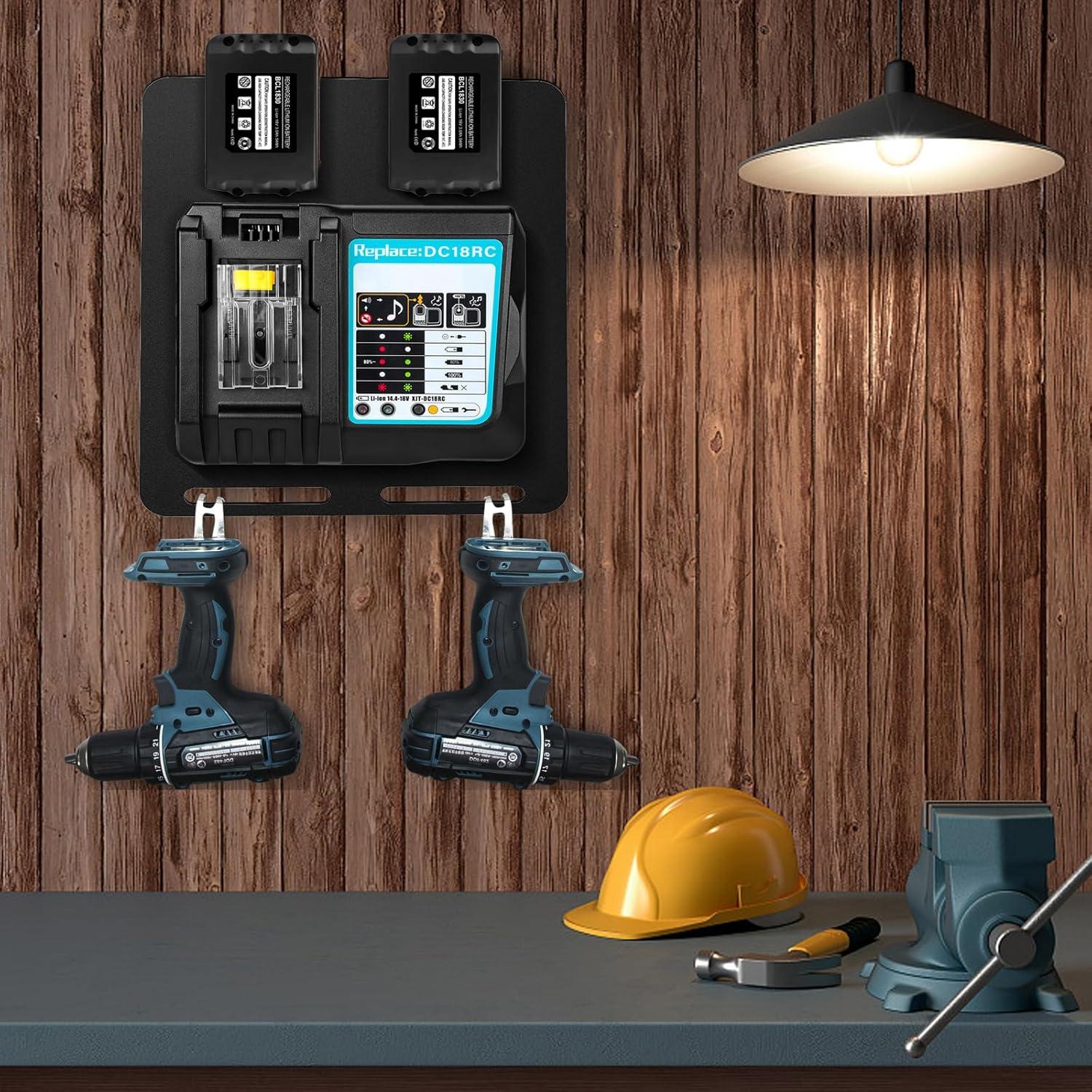 Soporte de Pared Riuog para Baterías y Cargador Makita