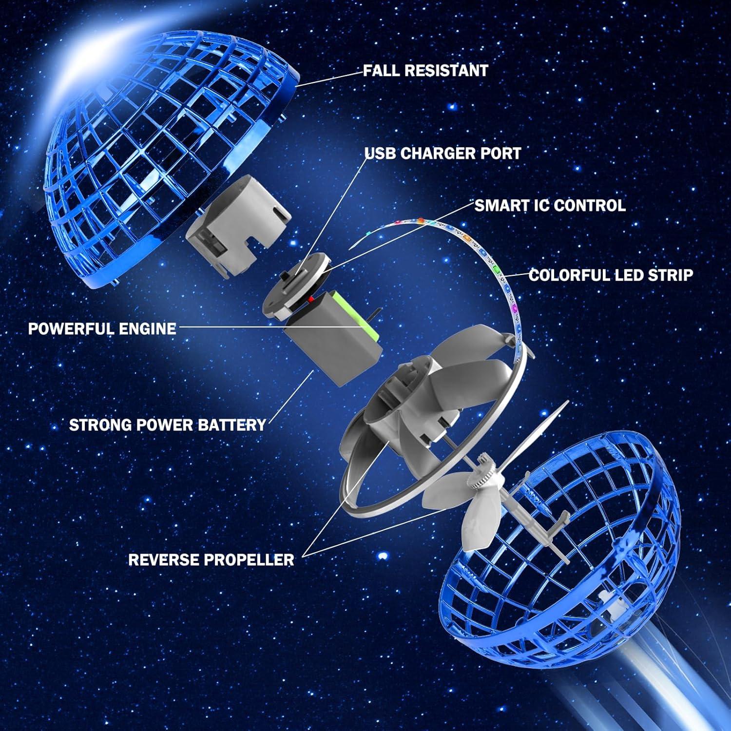 Bola Orbital Voladora Obbay con Luz RGB - Juguete Interactivo