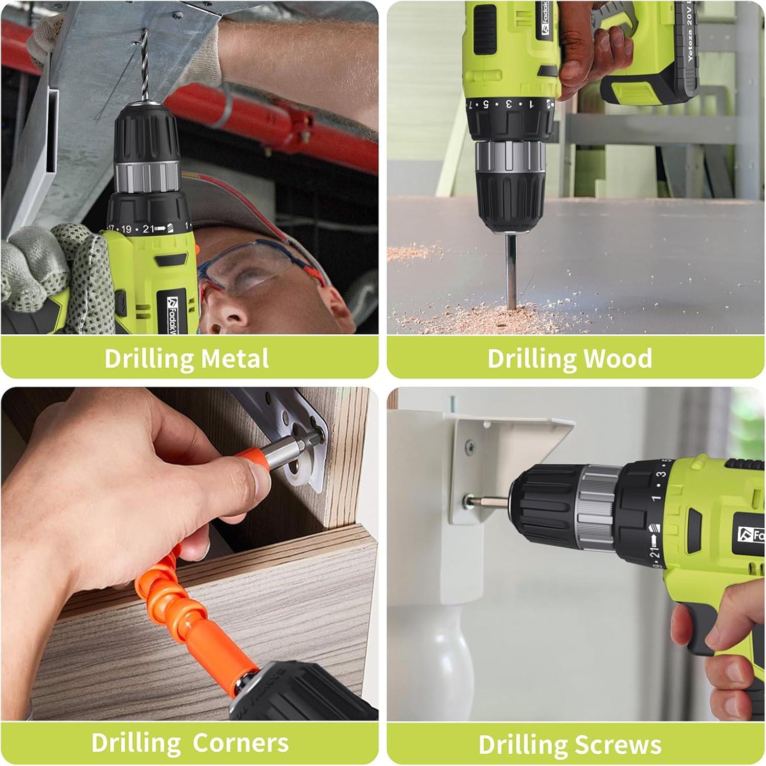 Taladro Inalámbrico FADAKWALT 20V 30N.m con Accesorios