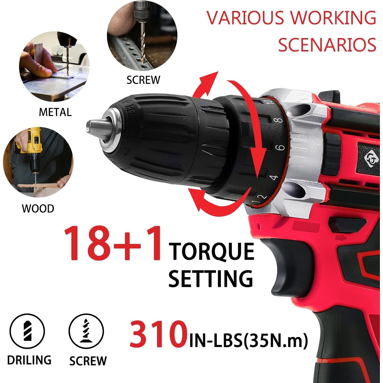 Taladro Inalámbrico Creddux 21V con 84 Accesorios