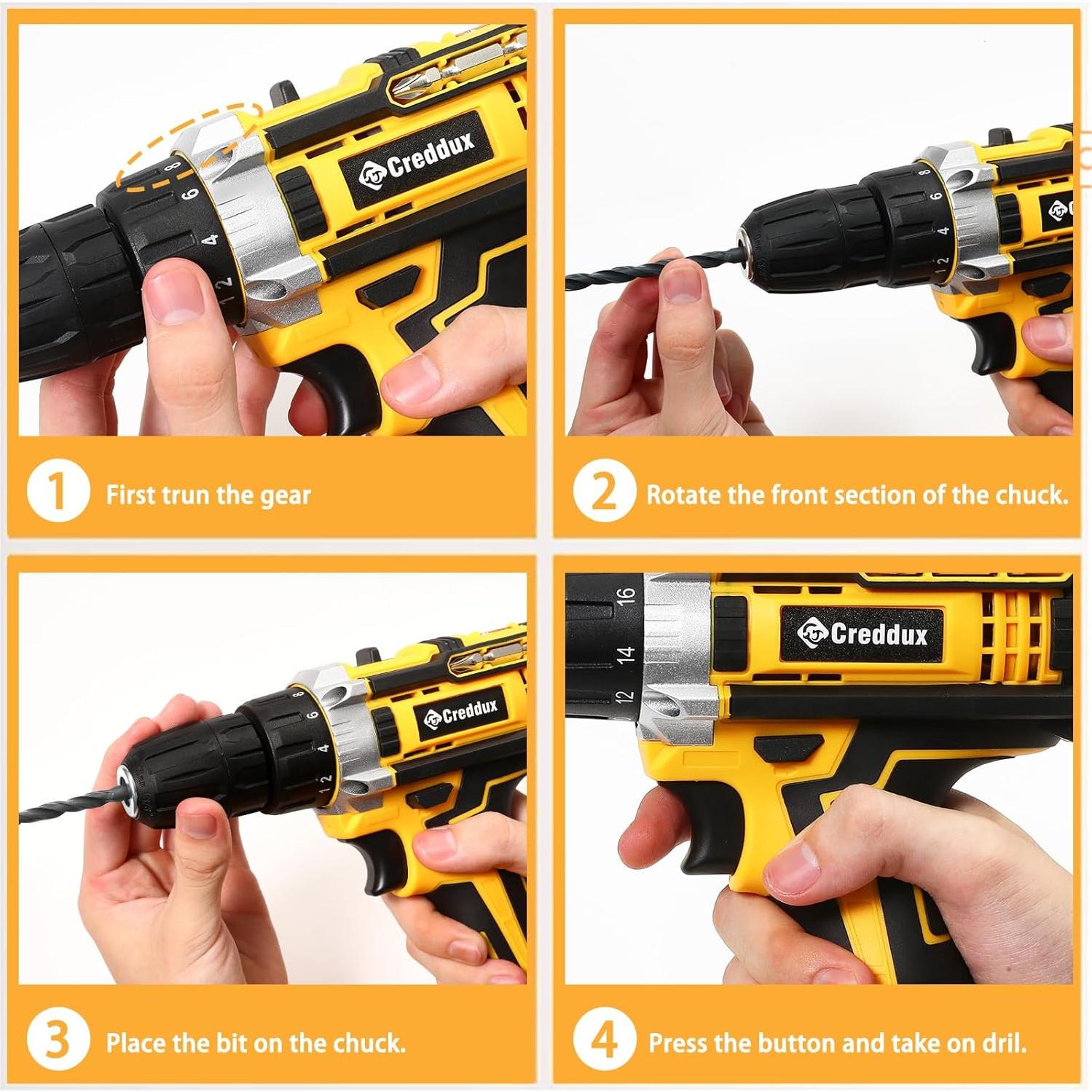 Taladro Inalámbrico Creddux 21V con 84 Accesorios