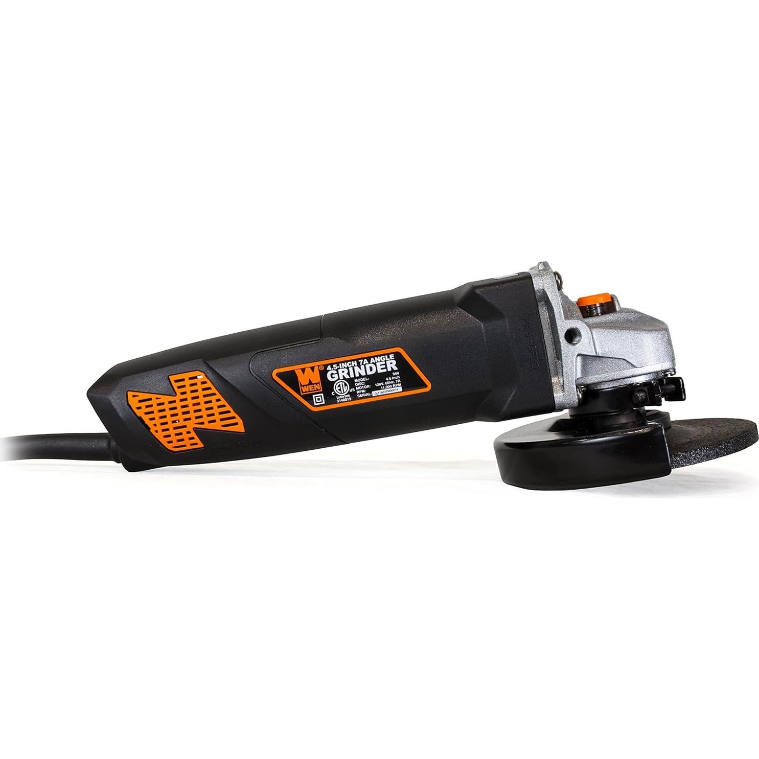 Amoladora Angular WEN 944 7A 11,000 RPM 4.5" Gris/Naranja