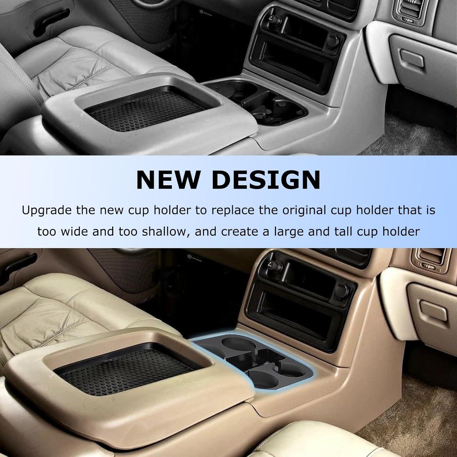 Cup Holder Upgrade for Chevrolet 2003-2007 GMC Silverado Tahoe Suburban Yukon Sierra Center Console, Enhanced Storage, Perfectly Fit for Yeti 20oz, 30oz, 40oz Stanley and Other Glass Cups