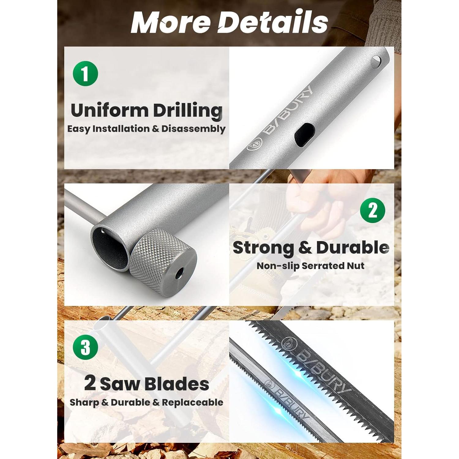 Sierra de Mano Plegable BIBURY 31.5 cm con 2 Hojas