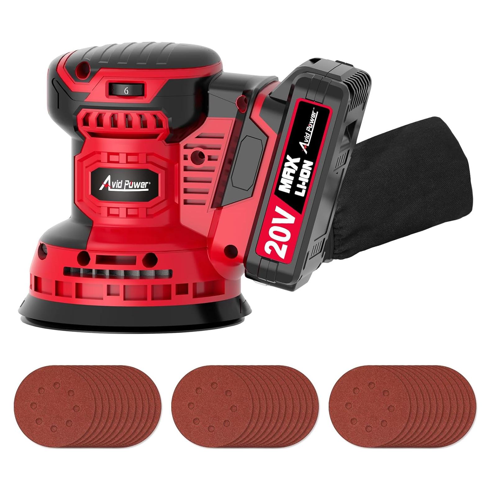 Lijadora Orbital AVID POWER 20V 5" Inalámbrica 6 Velocidades
