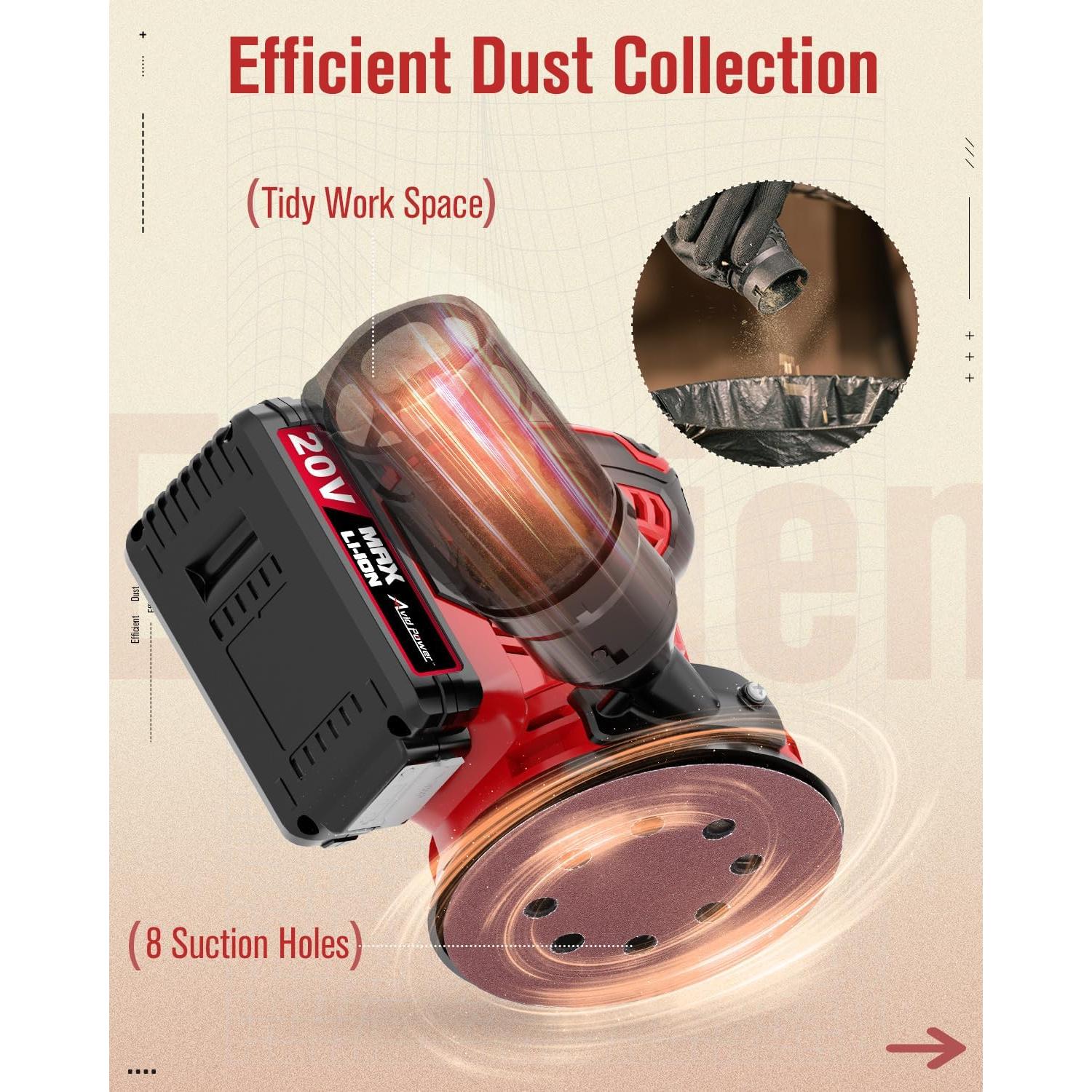 Lijadora Orbital AVID POWER 20V 5" Inalámbrica 6 Velocidades