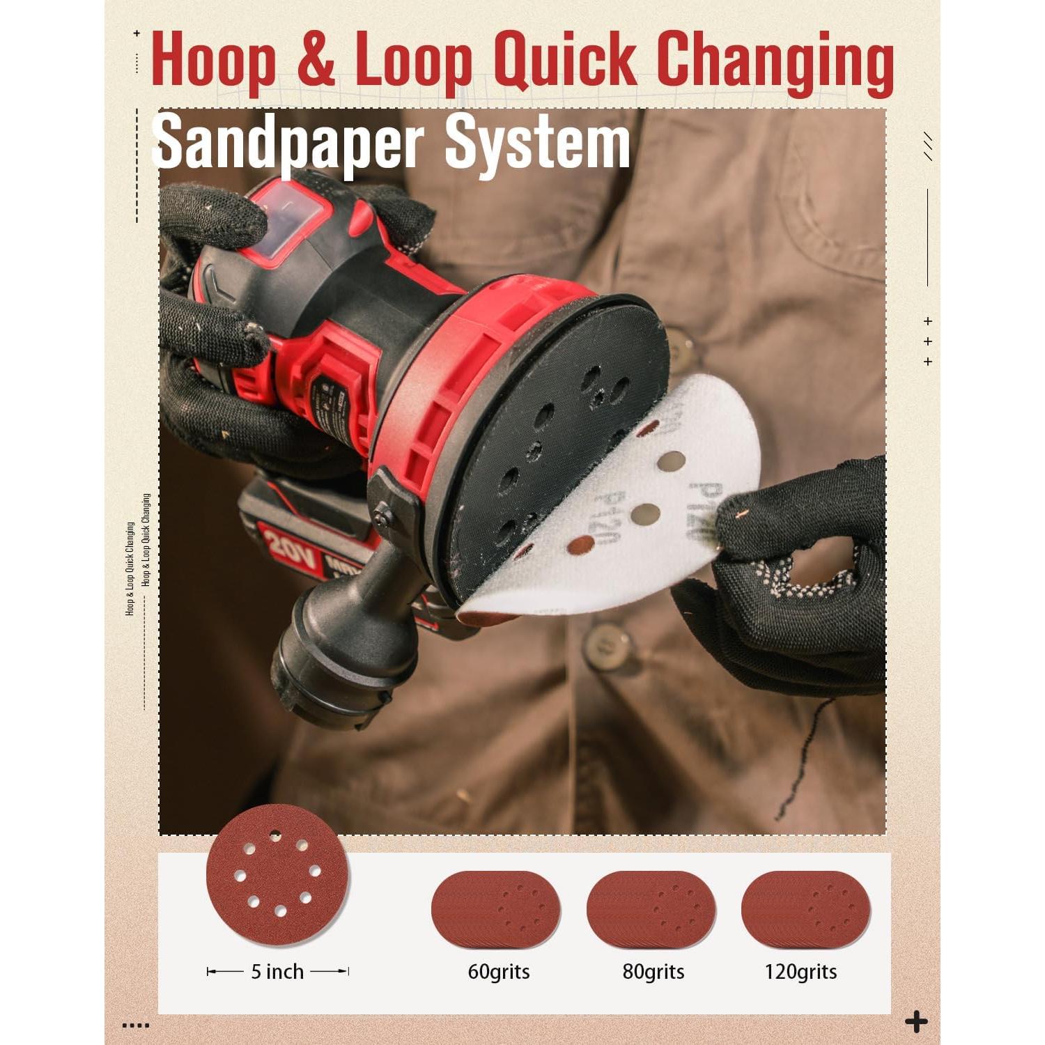 Lijadora Orbital AVID POWER 20V 5" Inalámbrica 6 Velocidades