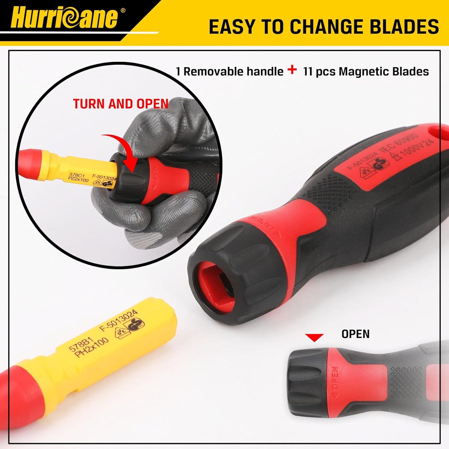 Juego de Destornilladores Aislados HURRICANE 13 Piezas 1000V