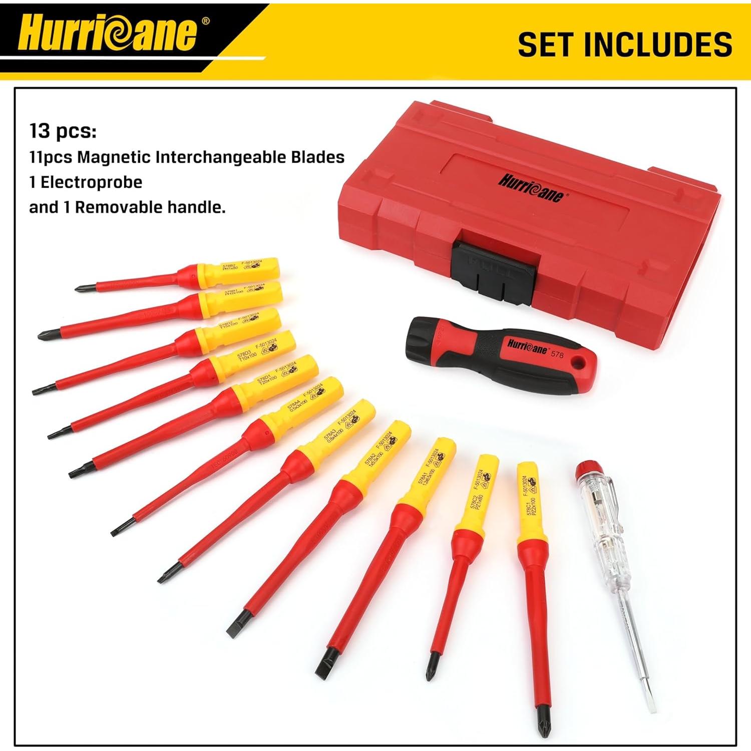 Juego de Destornilladores Aislados HURRICANE 13 Piezas 1000V