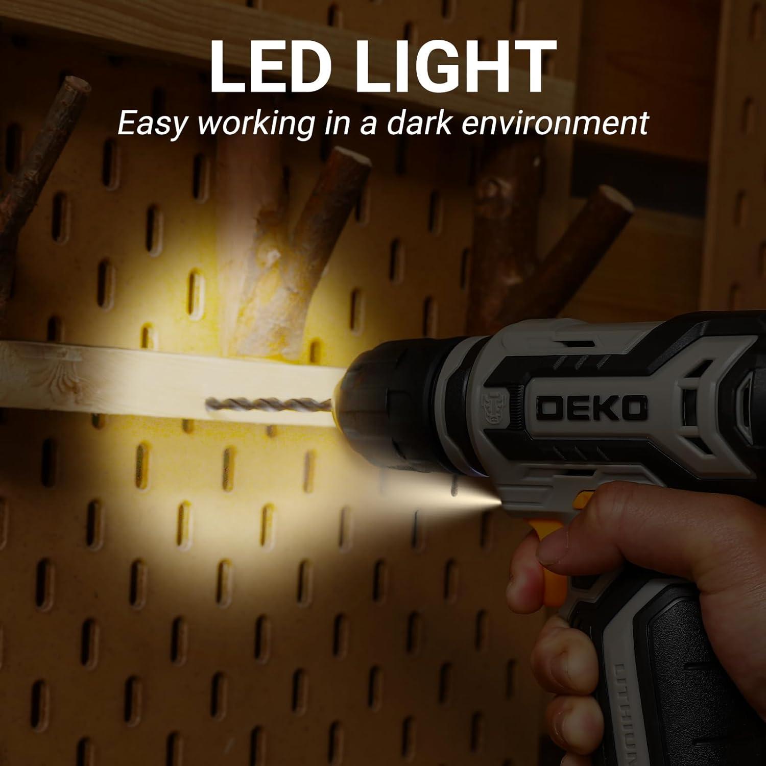 Taladro Inalámbrico DEKO PRO 12V con Luz LED y Accesorios