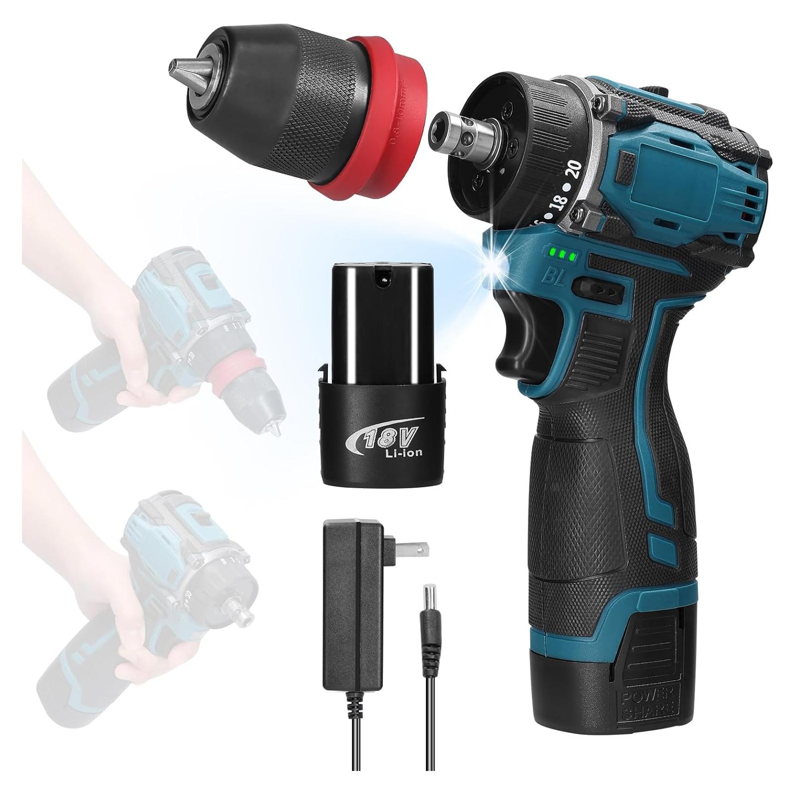 Taladro Combinado Mulcort 18V 2en1 con 2 Baterías 1.3AH