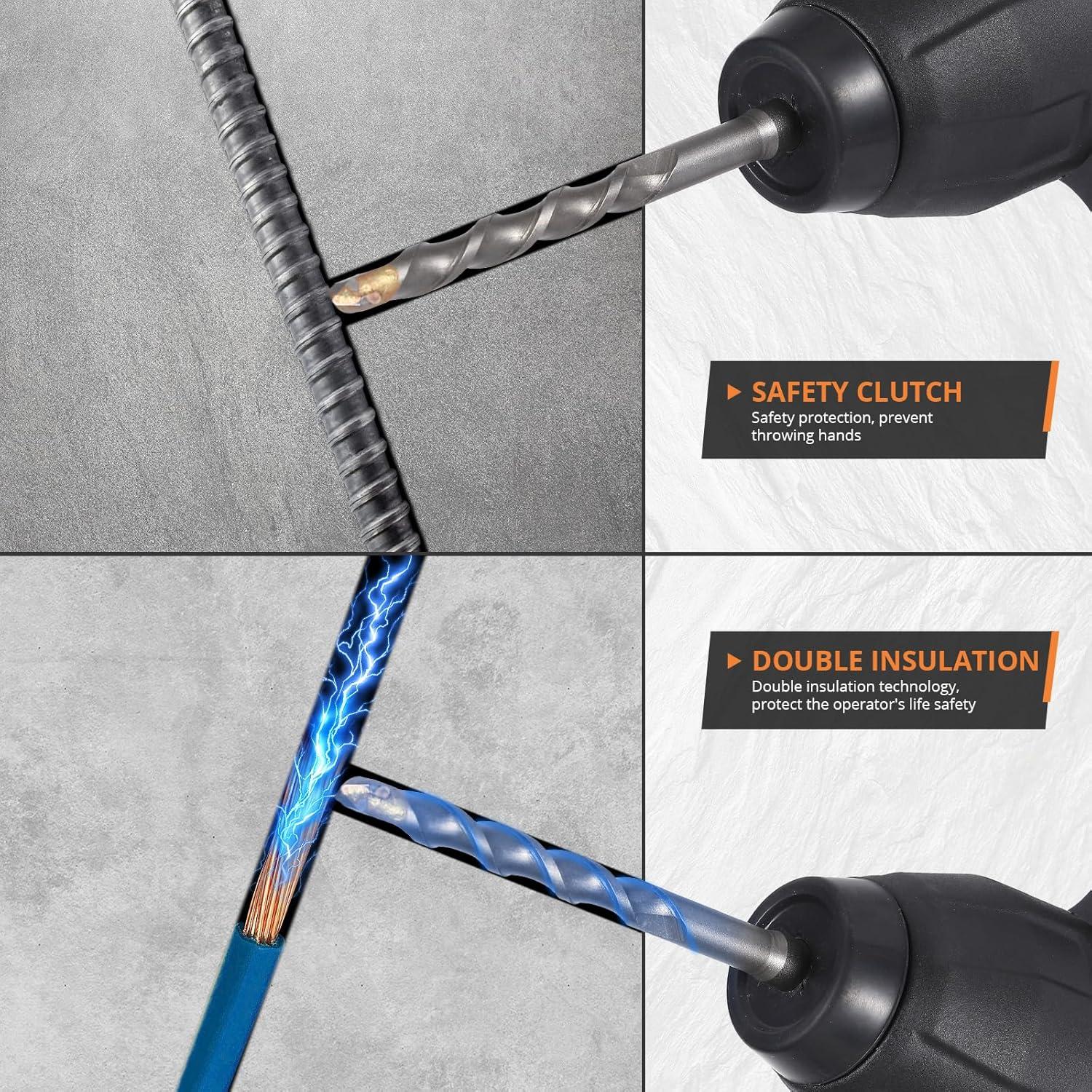 Taladro de Martillo Rotativo Towallmark 12.3A 4 en 1