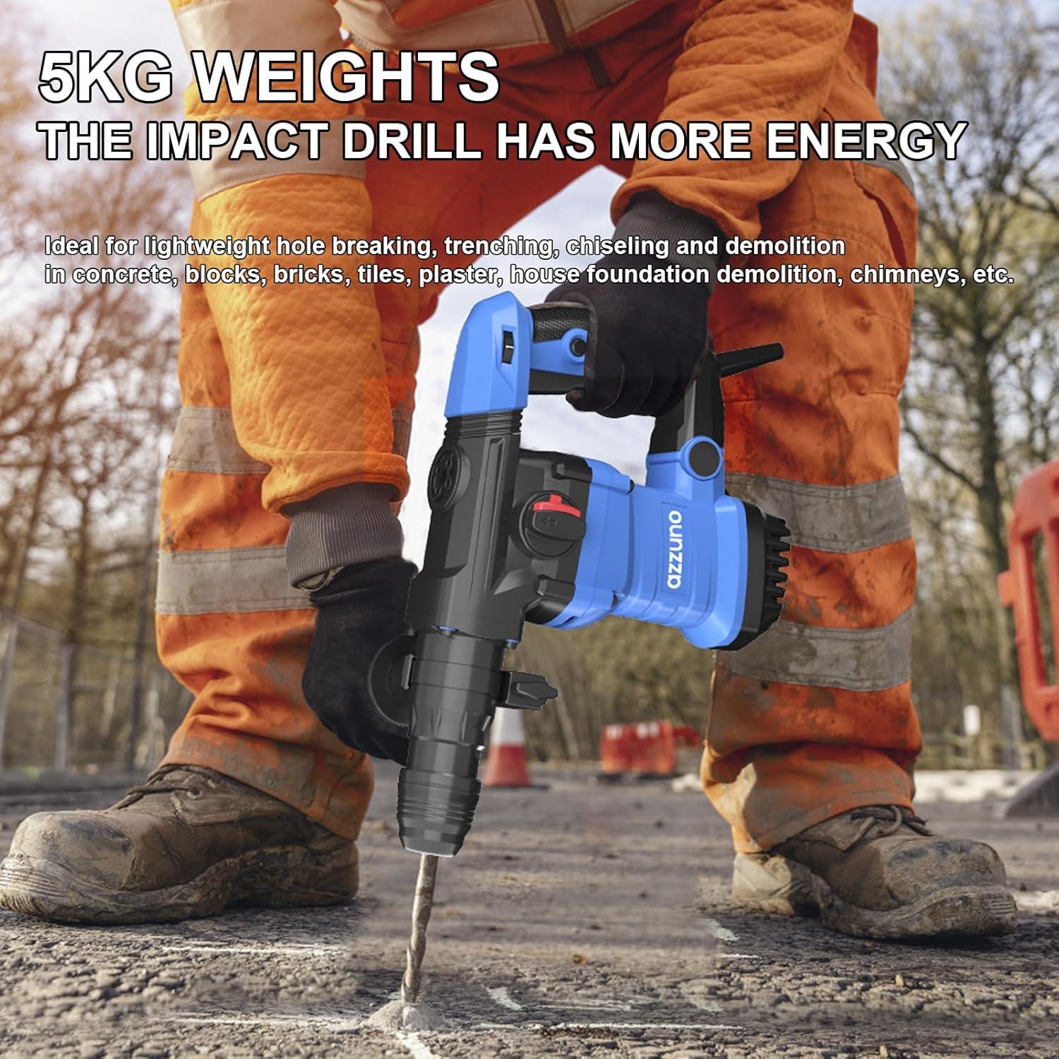 Martillo Rotativo AZZUNO 1800W 4 Funciones para Concreto