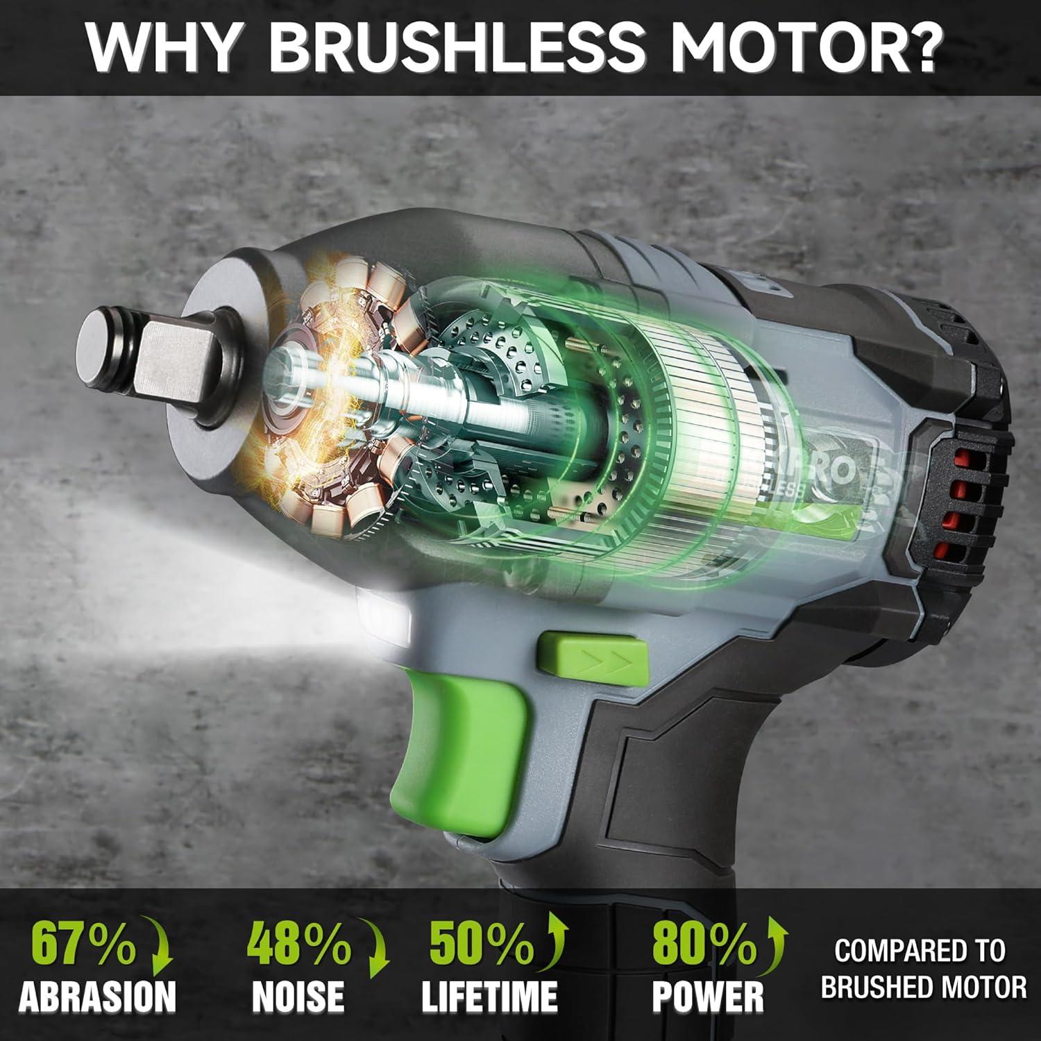 Llave de Impacto Inalámbrica WORKPRO 20V 500N.m con Accesorios