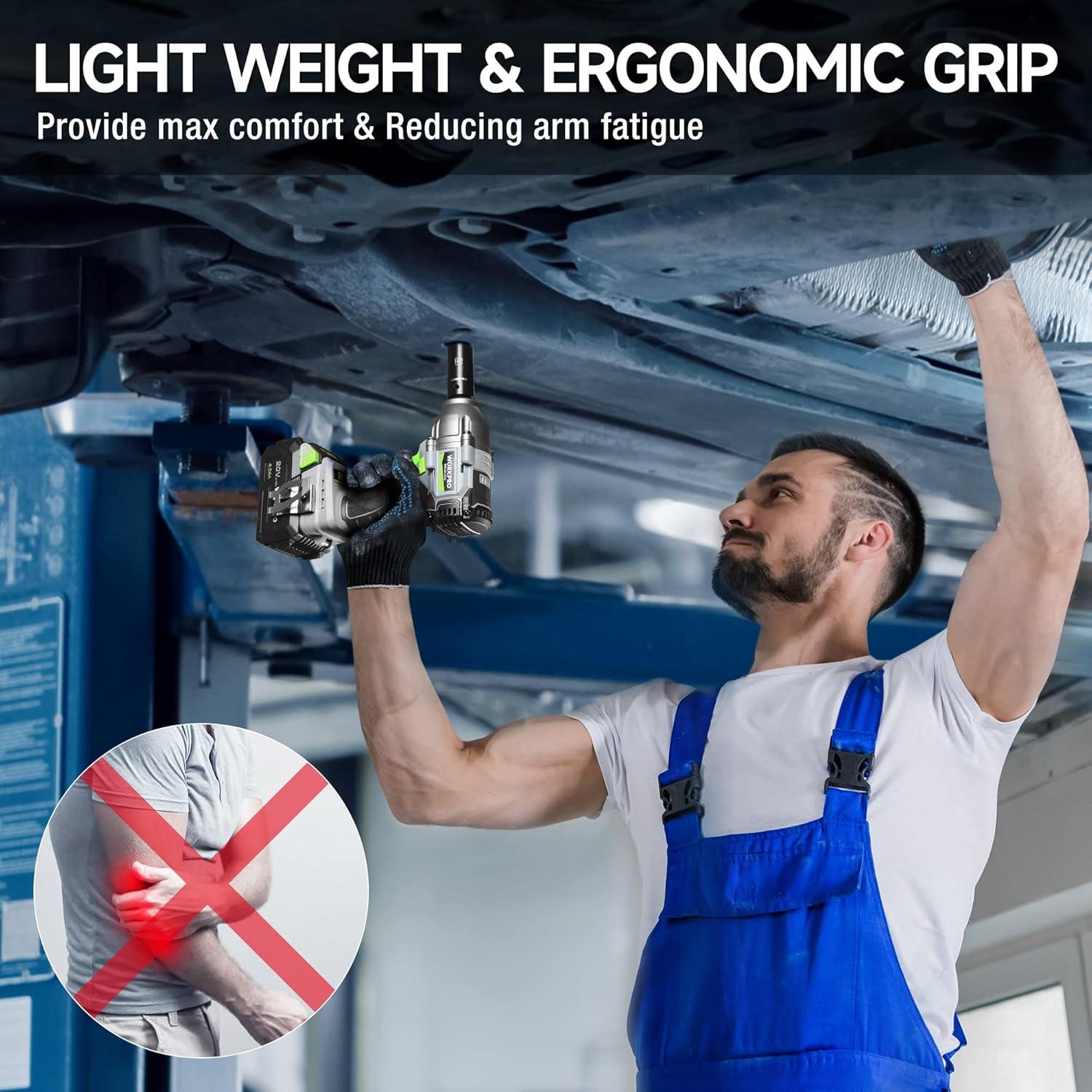 Llave de Impacto Inalámbrica WORKPRO 20V 500N.m con Accesorios