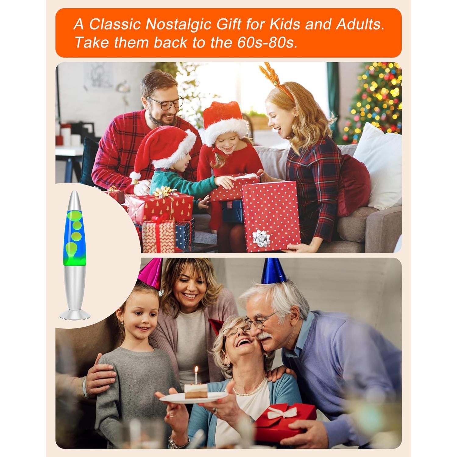 Lámpara de Movimiento Líquido Dalavalamp 40cm Verde Azul