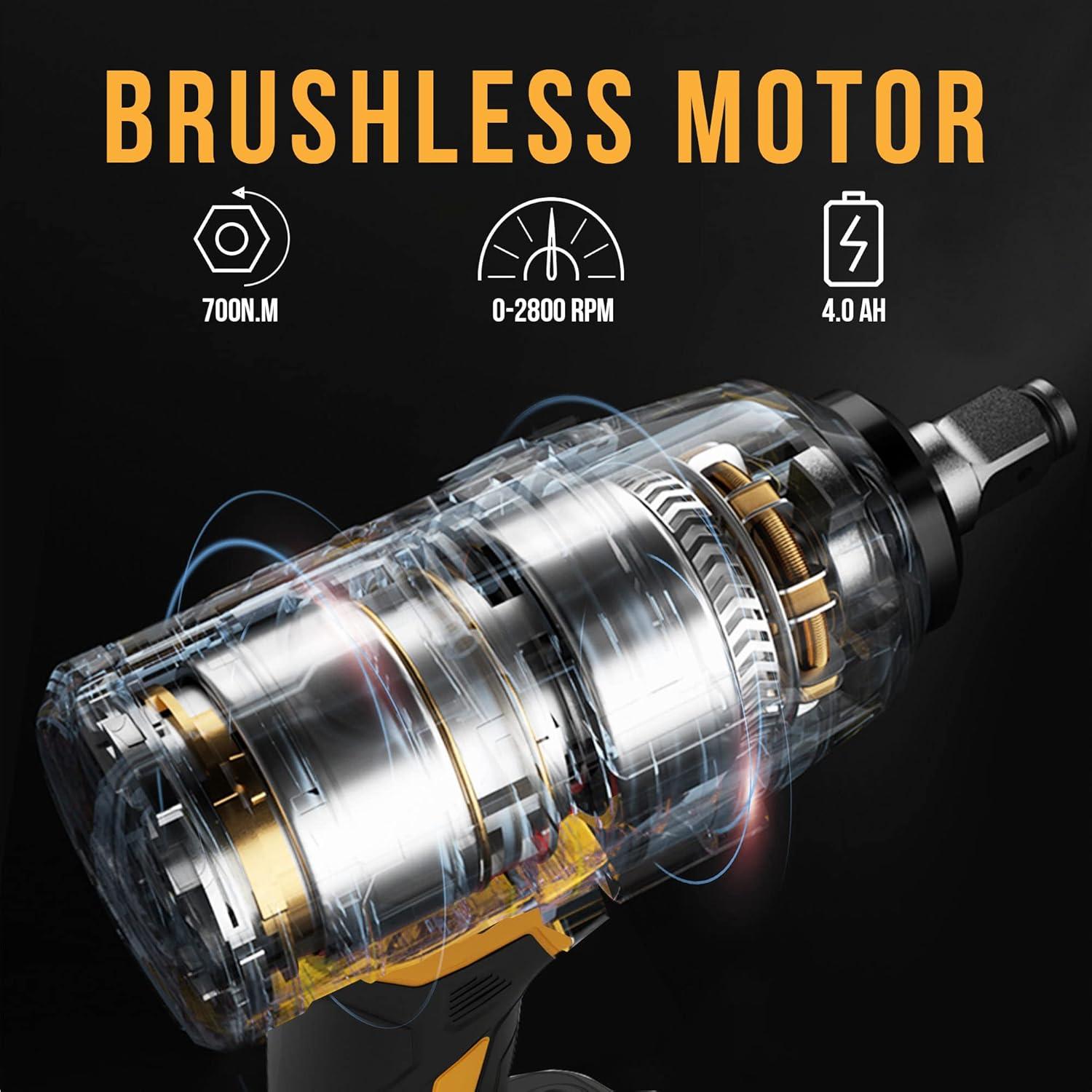 EWORK Llave de Impacto Inalámbrica 21V 520 Nm Compacta RB-809