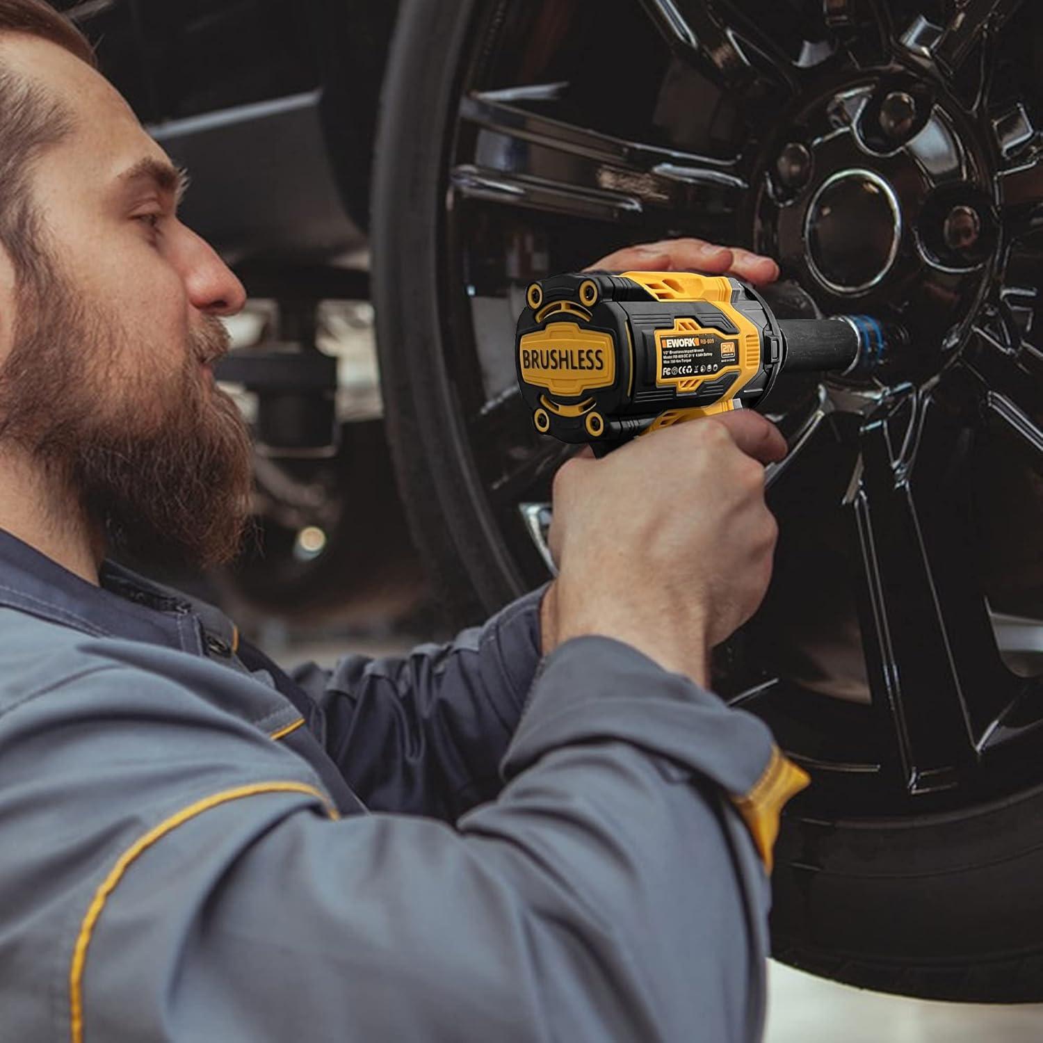 EWORK Llave de Impacto Inalámbrica 21V 520 Nm Compacta RB-809