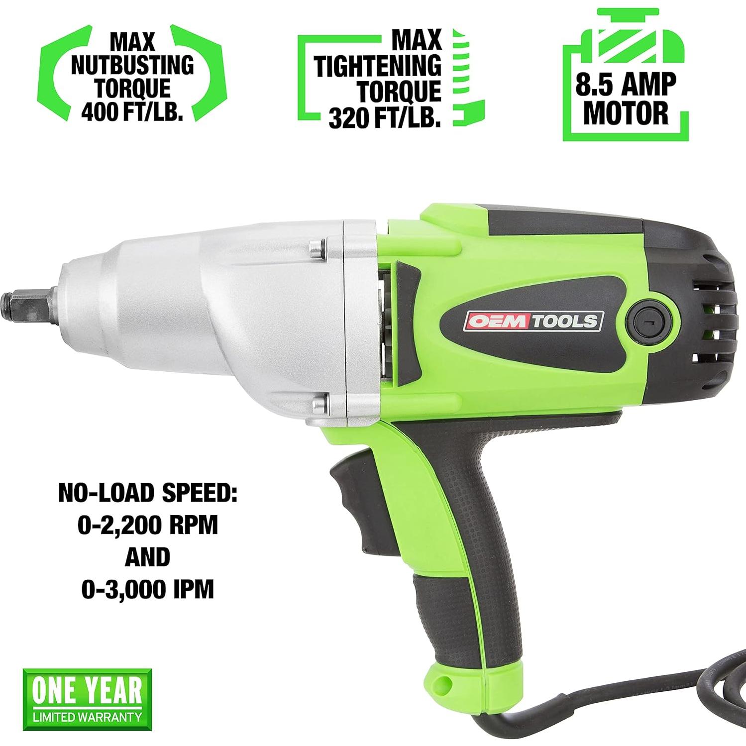 Llave de Impacto Eléctrica OEMTOOLS 24666 1/2" 400 Ft/Lb