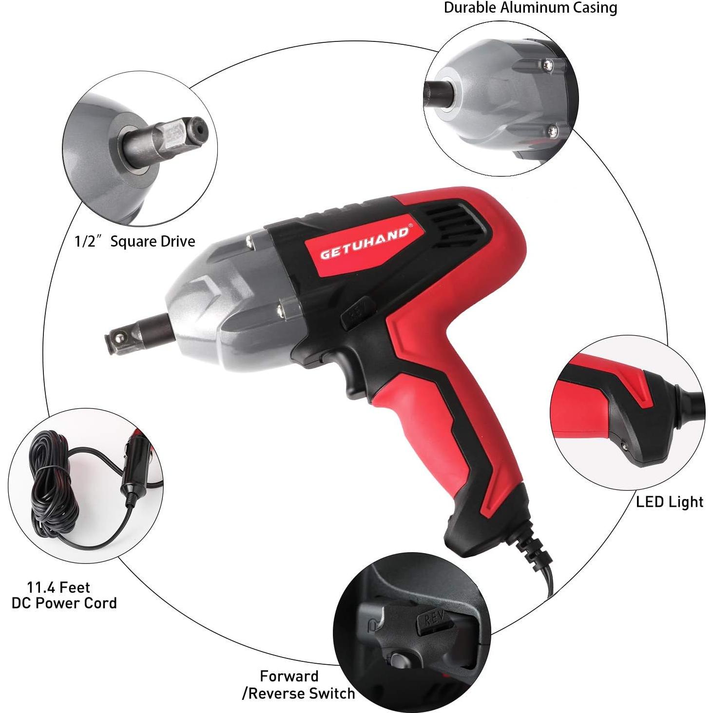 Llave de Impacto Eléctrica GETUHAND 12V 400N.m Portátil