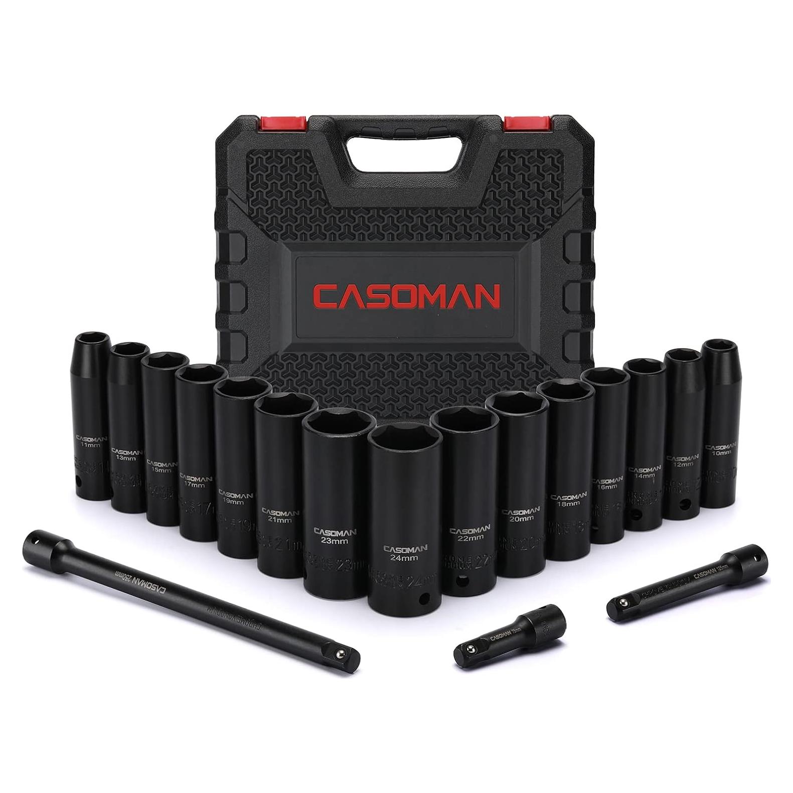 Juego de Llaves de Impacto CASOMAN 18PCS 1/2" Métrico 10-24mm