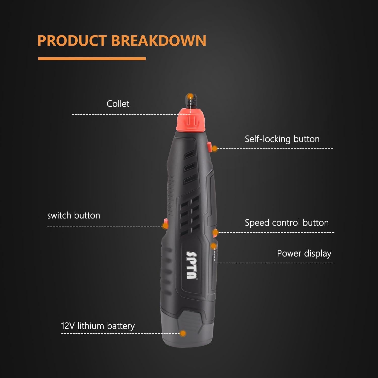 Herramienta Rotativa Inalámbrica SPTA 12V 8000-25000 RPM con Accesorios