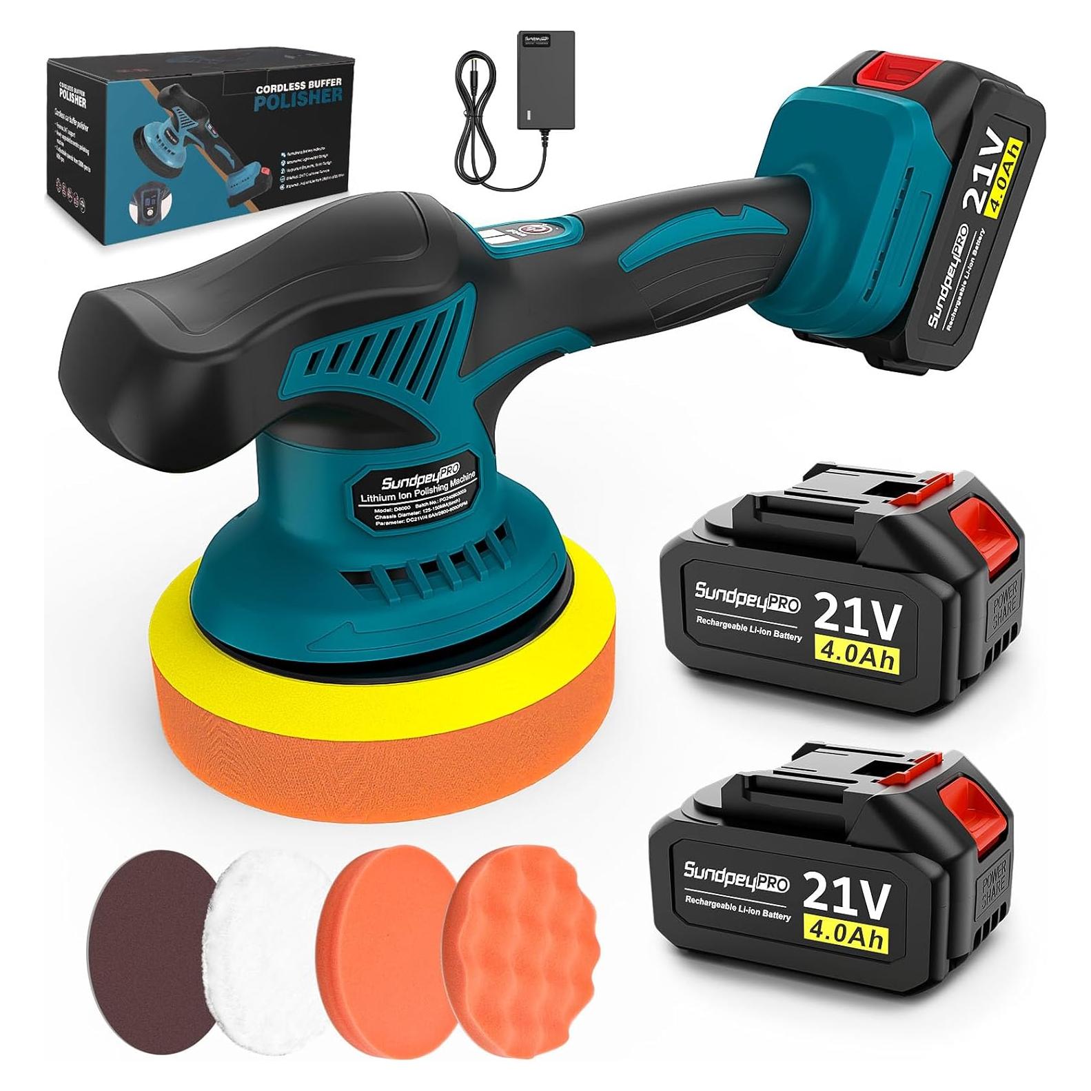 Pulidora Inalámbrica 21V SundpeyPRO 6" 2 Baterías 4.0Ah