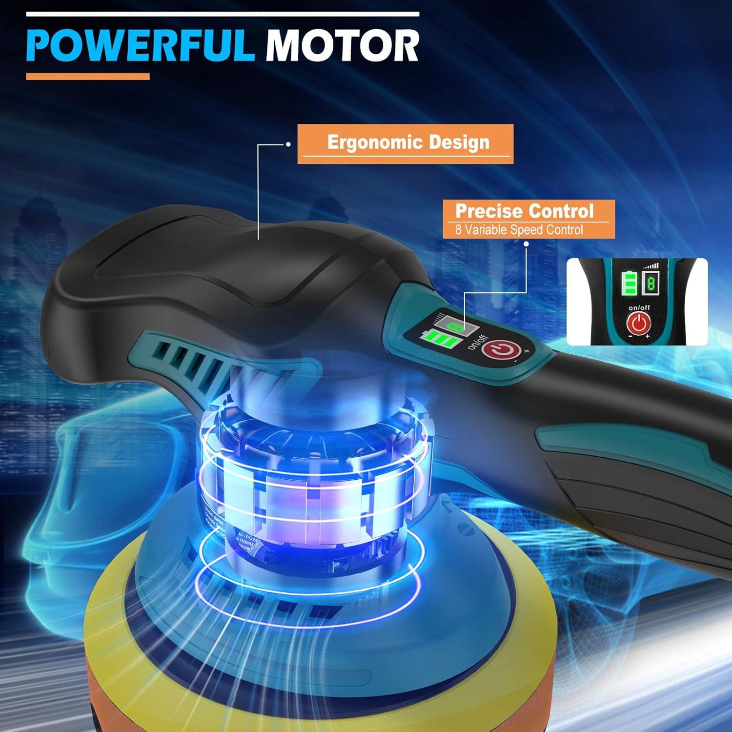 Pulidora Inalámbrica 21V SundpeyPRO 6" 2 Baterías 4.0Ah