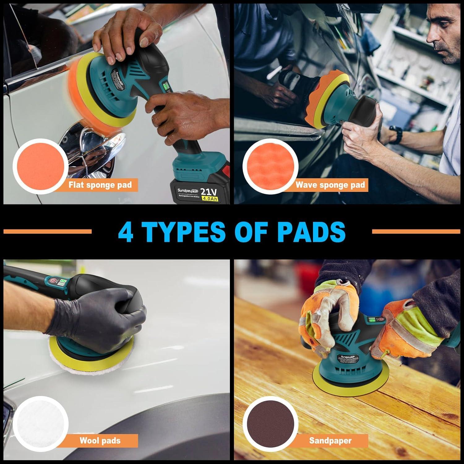 Pulidora Inalámbrica 21V SundpeyPRO 6" 2 Baterías 4.0Ah