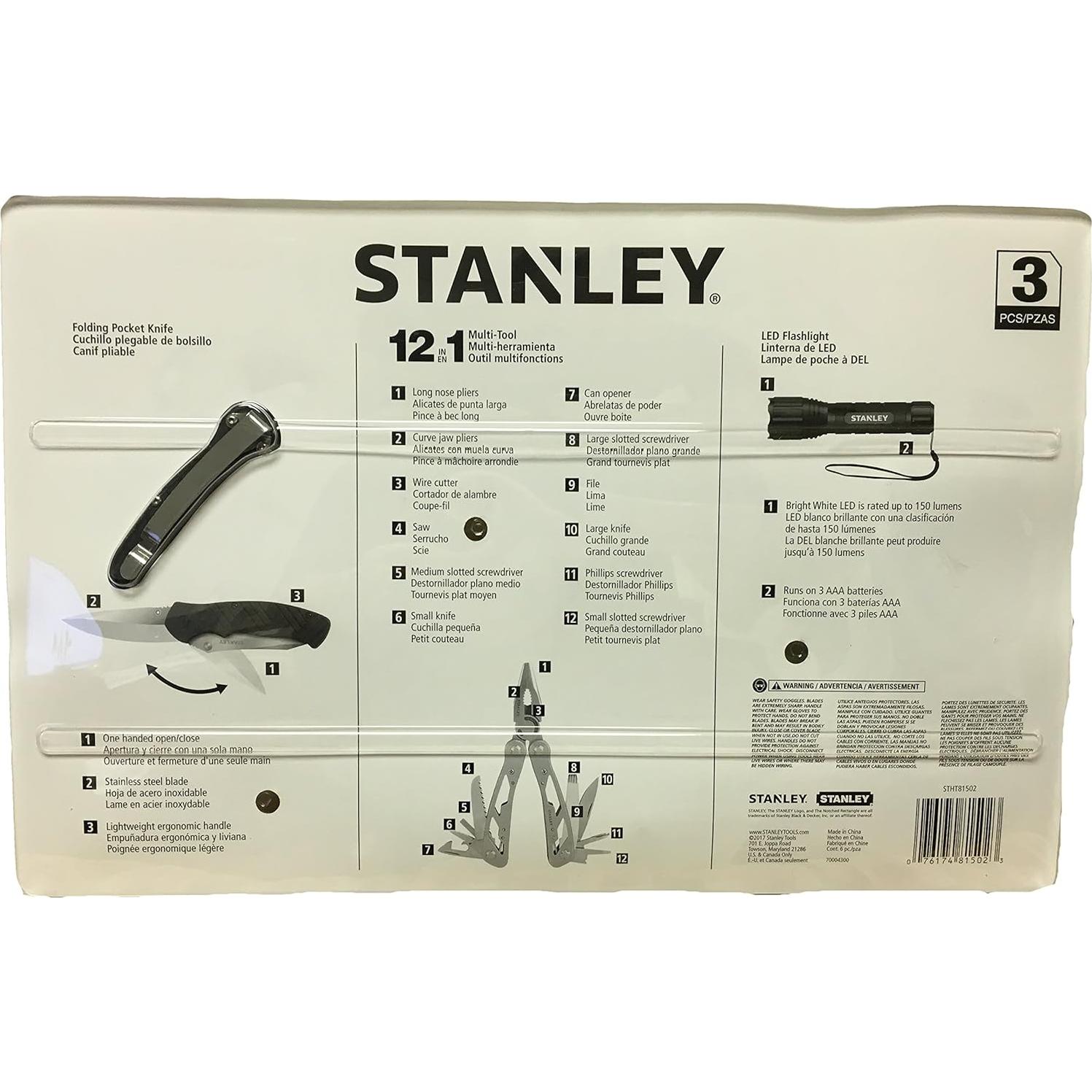 Stanley 12 en 1 Multiuso con Luz LED 150 Lúmenes Negro