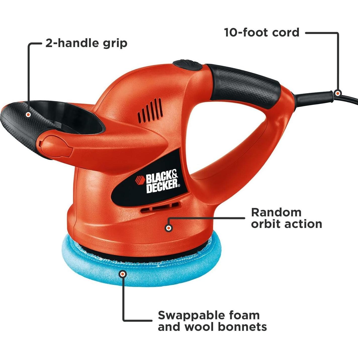 Pulidor Orbital Black+Decker WP900 15.24 cm con Bonetes