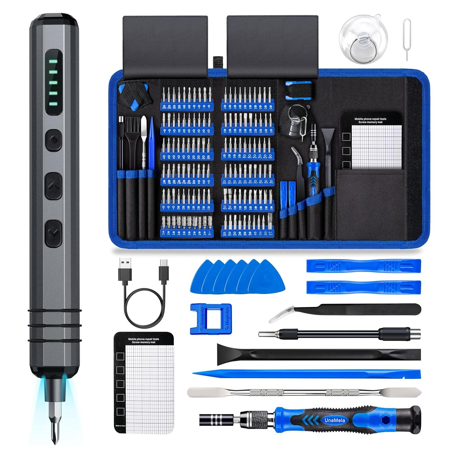 Juego de Destornilladores Eléctricos Mini UnaMela 140 en 1