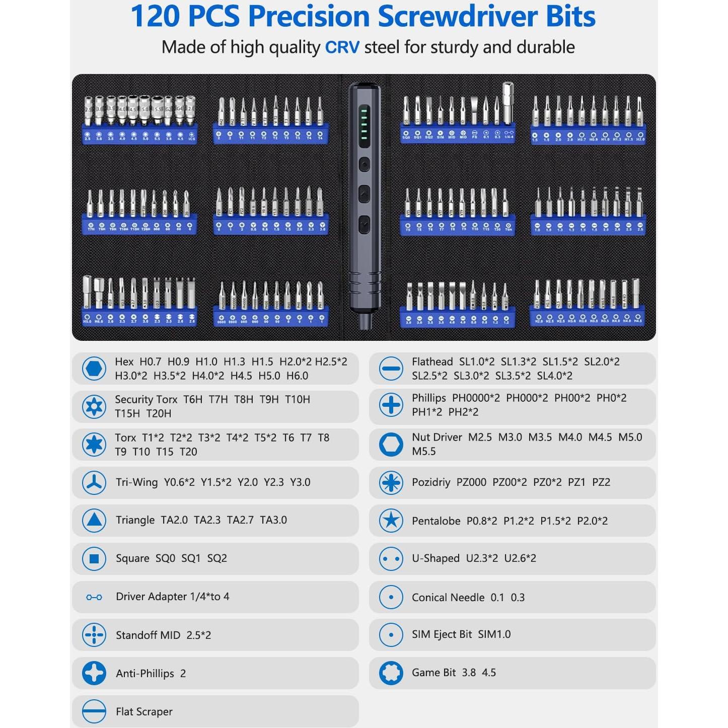 Juego de Destornilladores Eléctricos Mini UnaMela 140 en 1